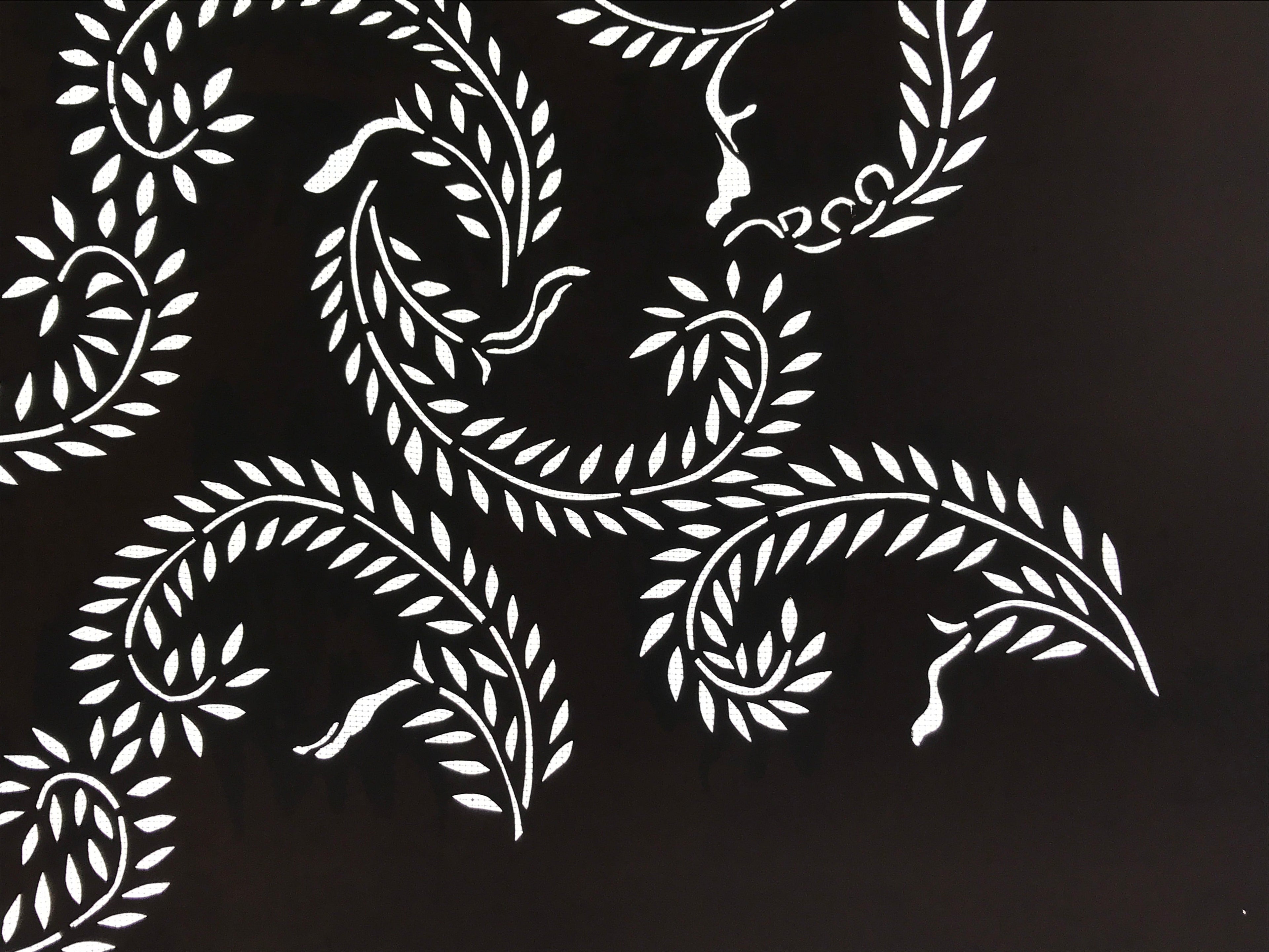 Antique Japanese Katagami Kimono Paper Stencil Katazome Winding Vines 4Y584