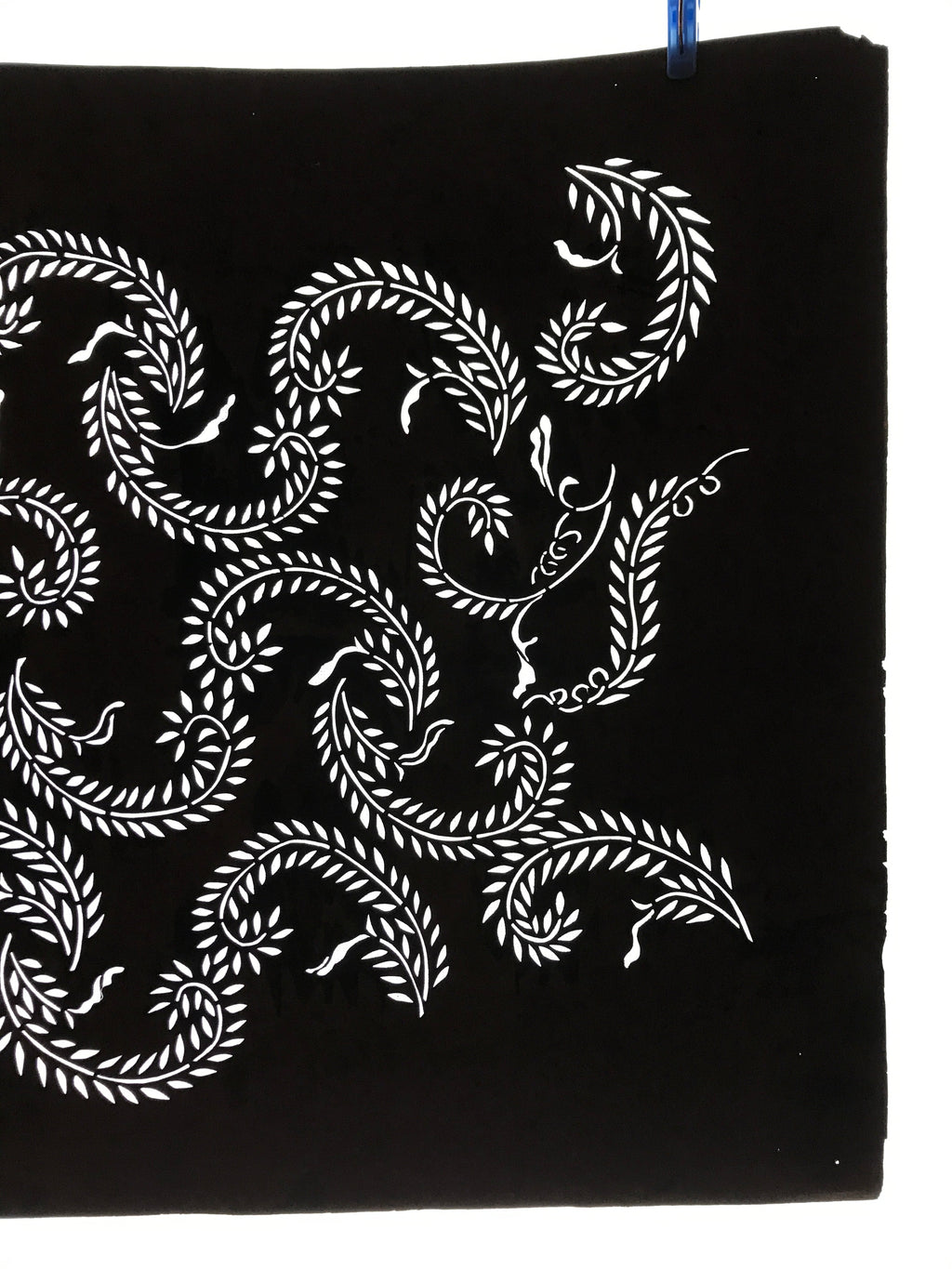 Antique Japanese Katagami Kimono Paper Stencil Katazome Winding Vines 4Y584
