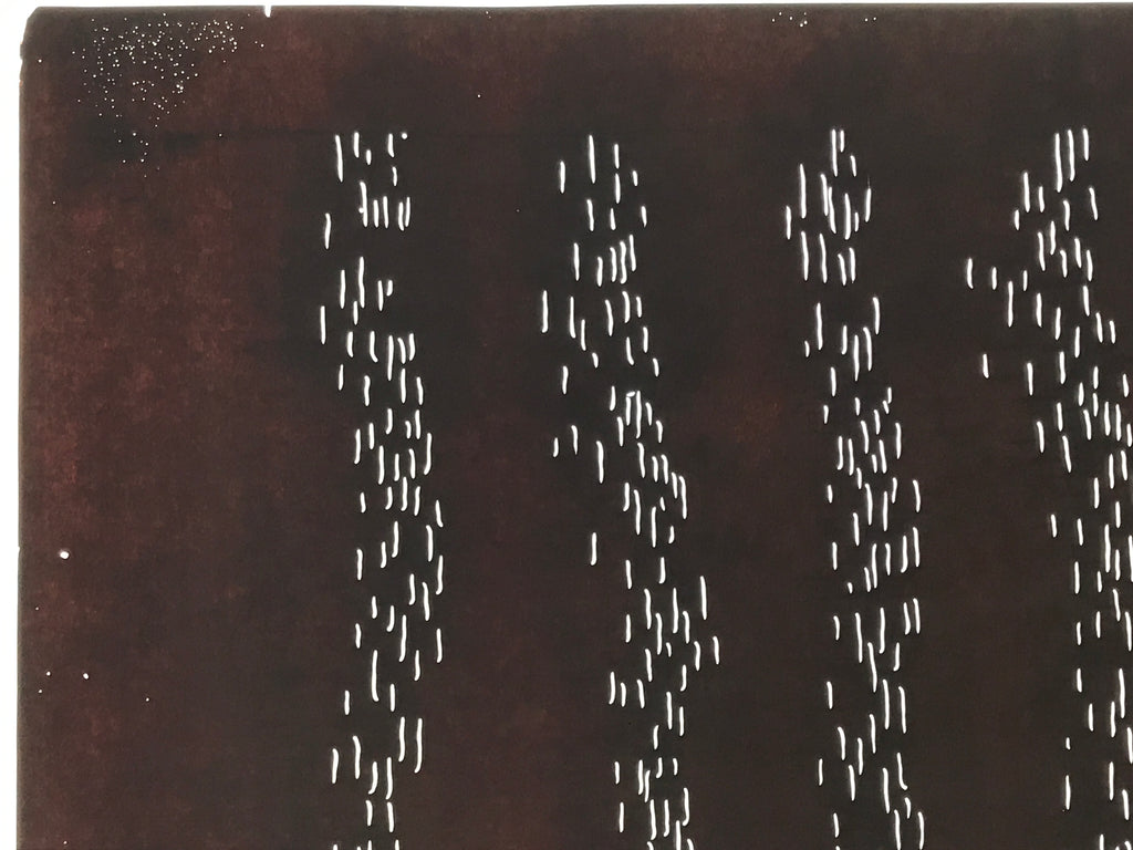 Antique Japanese Katagami Kimono Paper Stencil Small Vertical Lines Design 4Y679