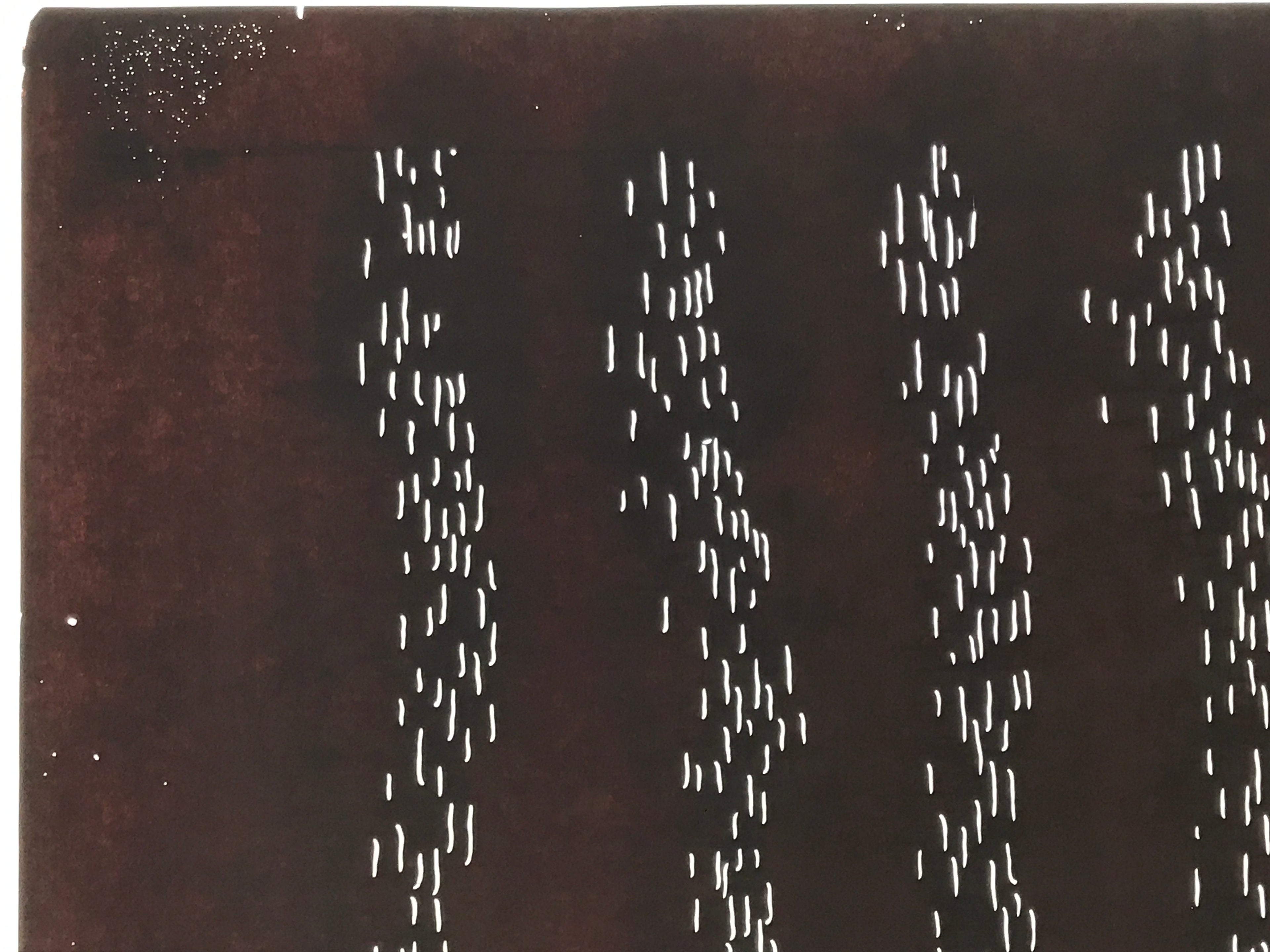 Antique Japanese Katagami Kimono Paper Stencil Small Vertical Lines Design 4Y679