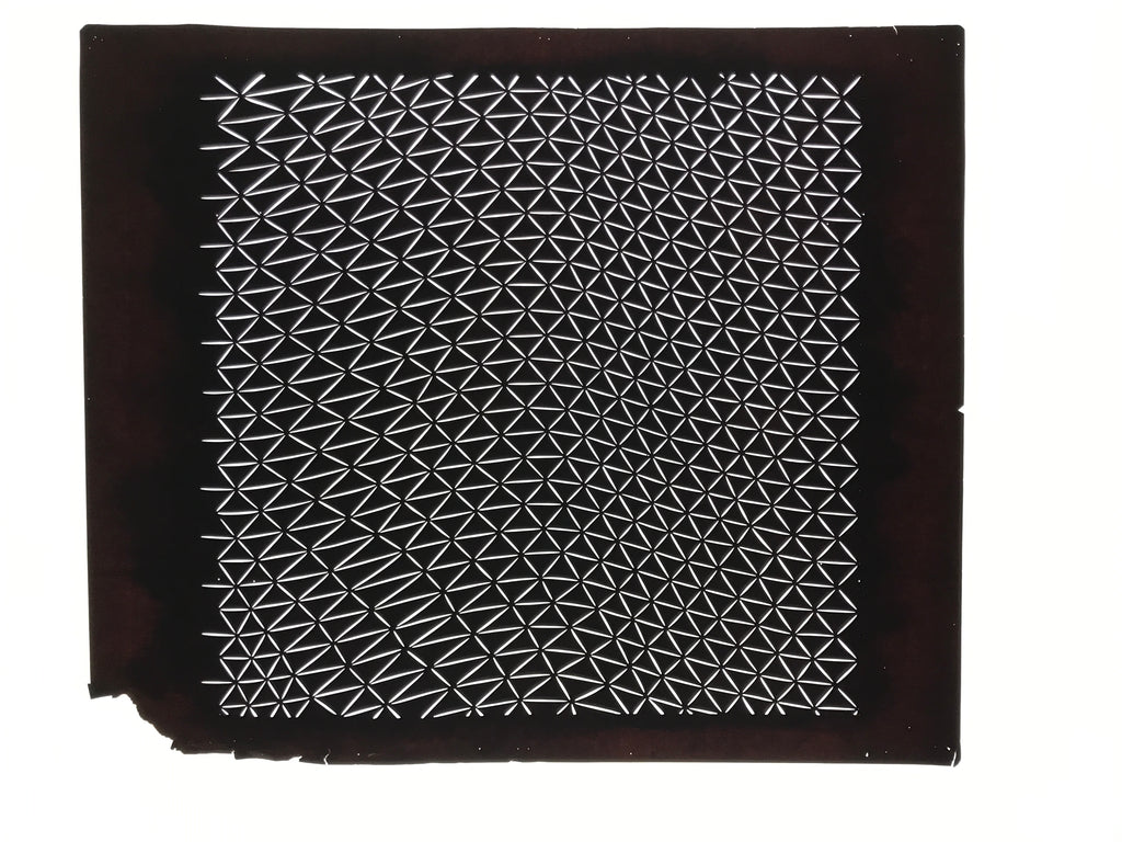 Antique Japanese Katagami Kimono Paper Stencil Uroko Triangle Snake Scales 4Y668