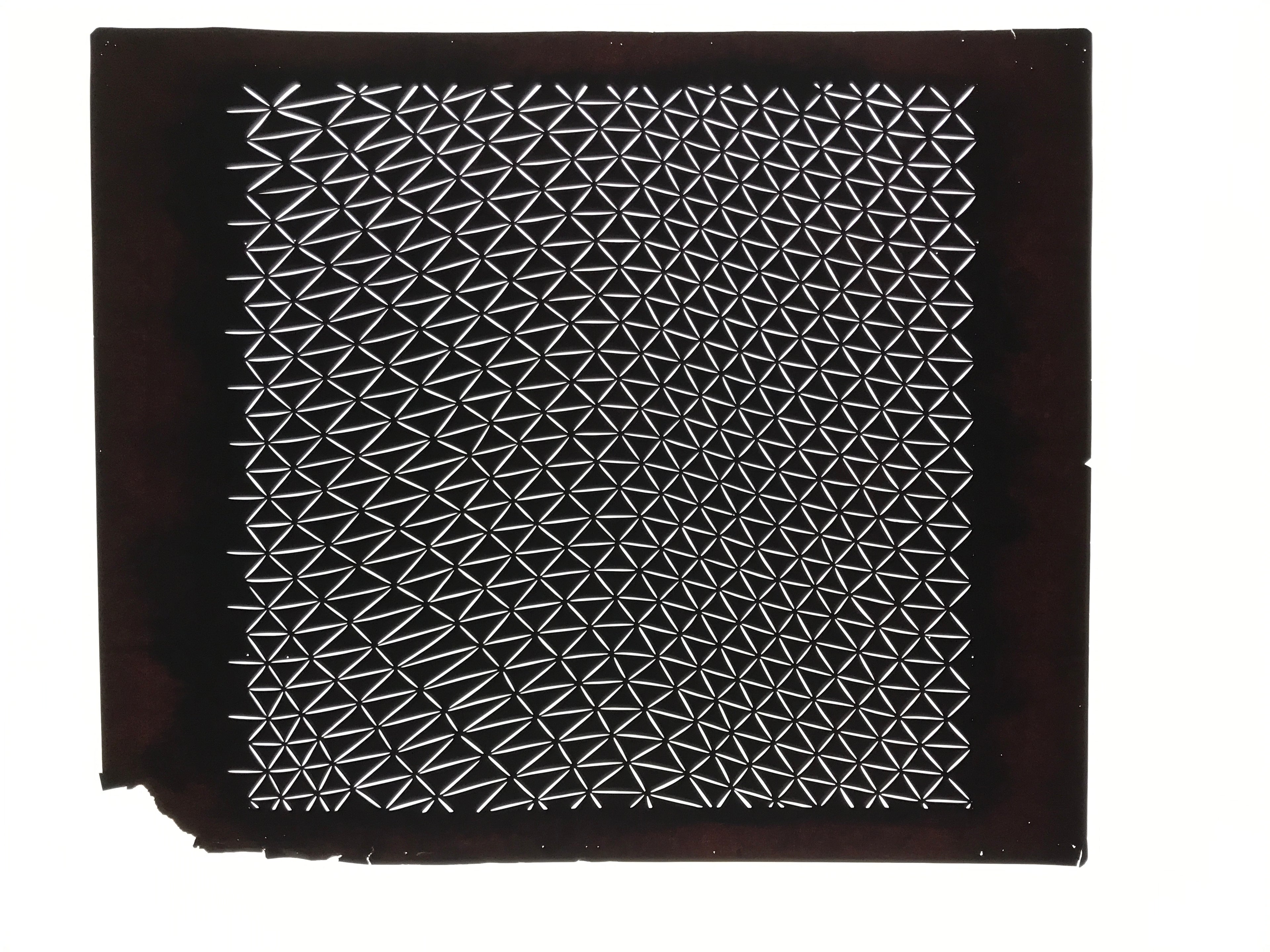 Antique Japanese Katagami Kimono Paper Stencil Uroko Triangle Snake Scales 4Y668