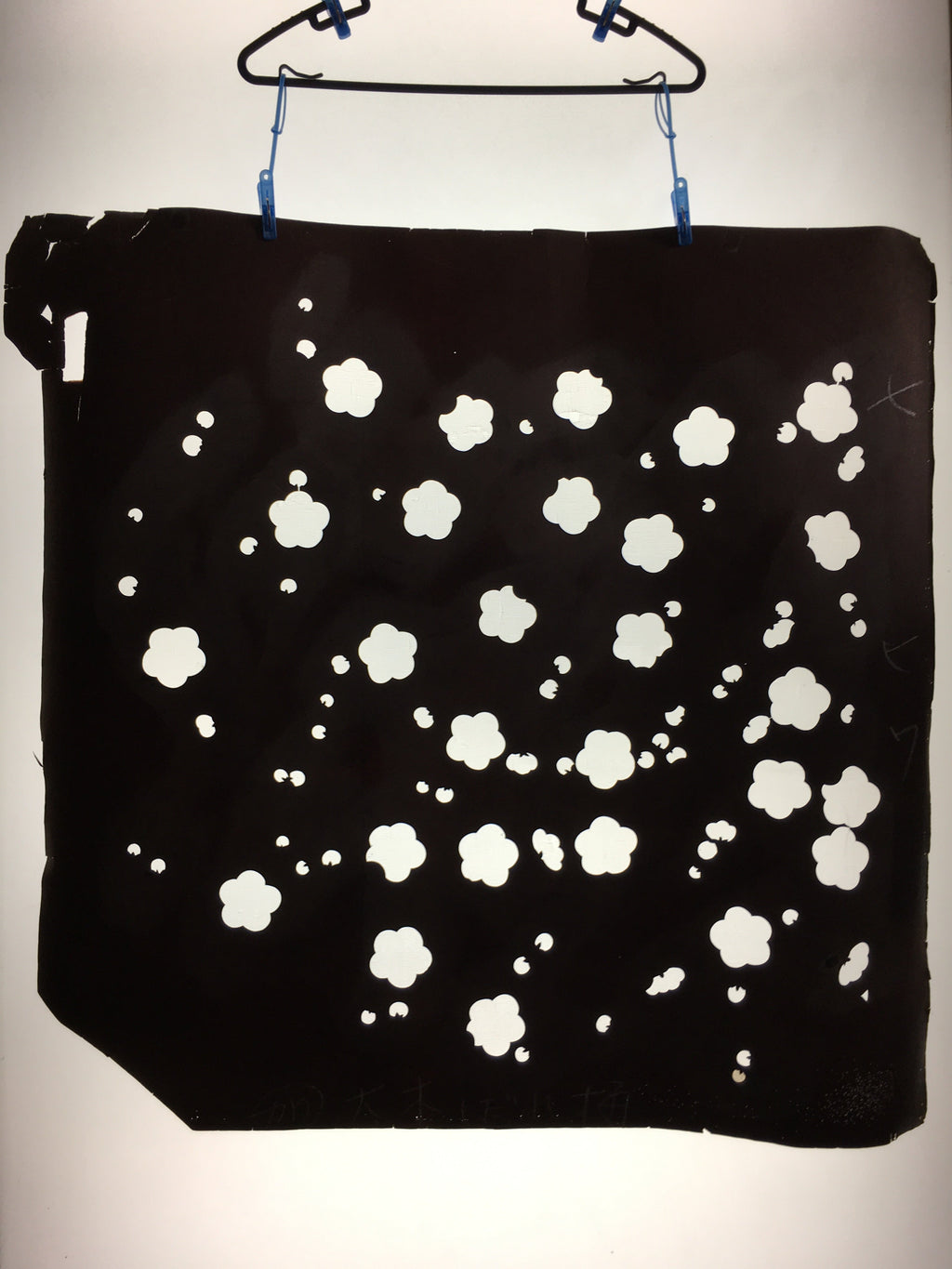 Antique Japanese Katagami Kimono Stencil Katazome Meiji Ume Plum Blossom 4Y402