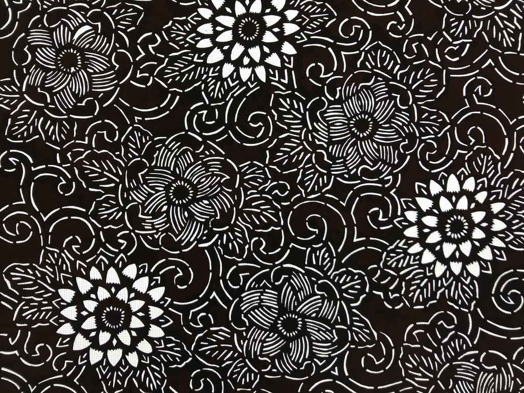 Antique Japanese Katagami Kimono Stencil Katazome Peony Chrysanthemum 4Y535