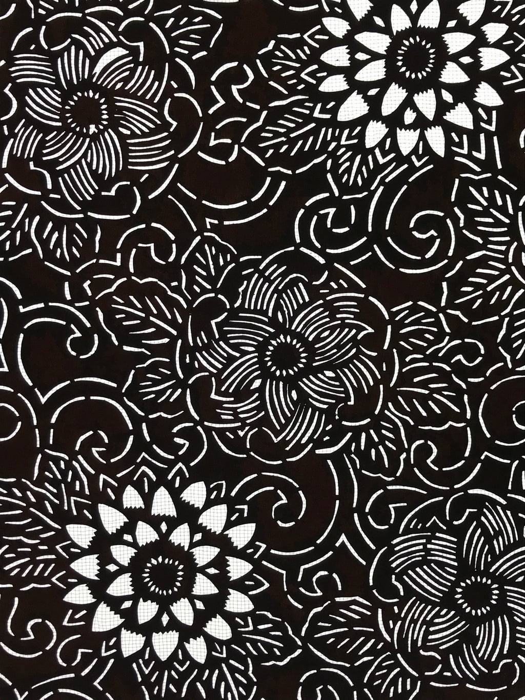 Antique Japanese Katagami Kimono Stencil Katazome Peony Chrysanthemum 4Y535