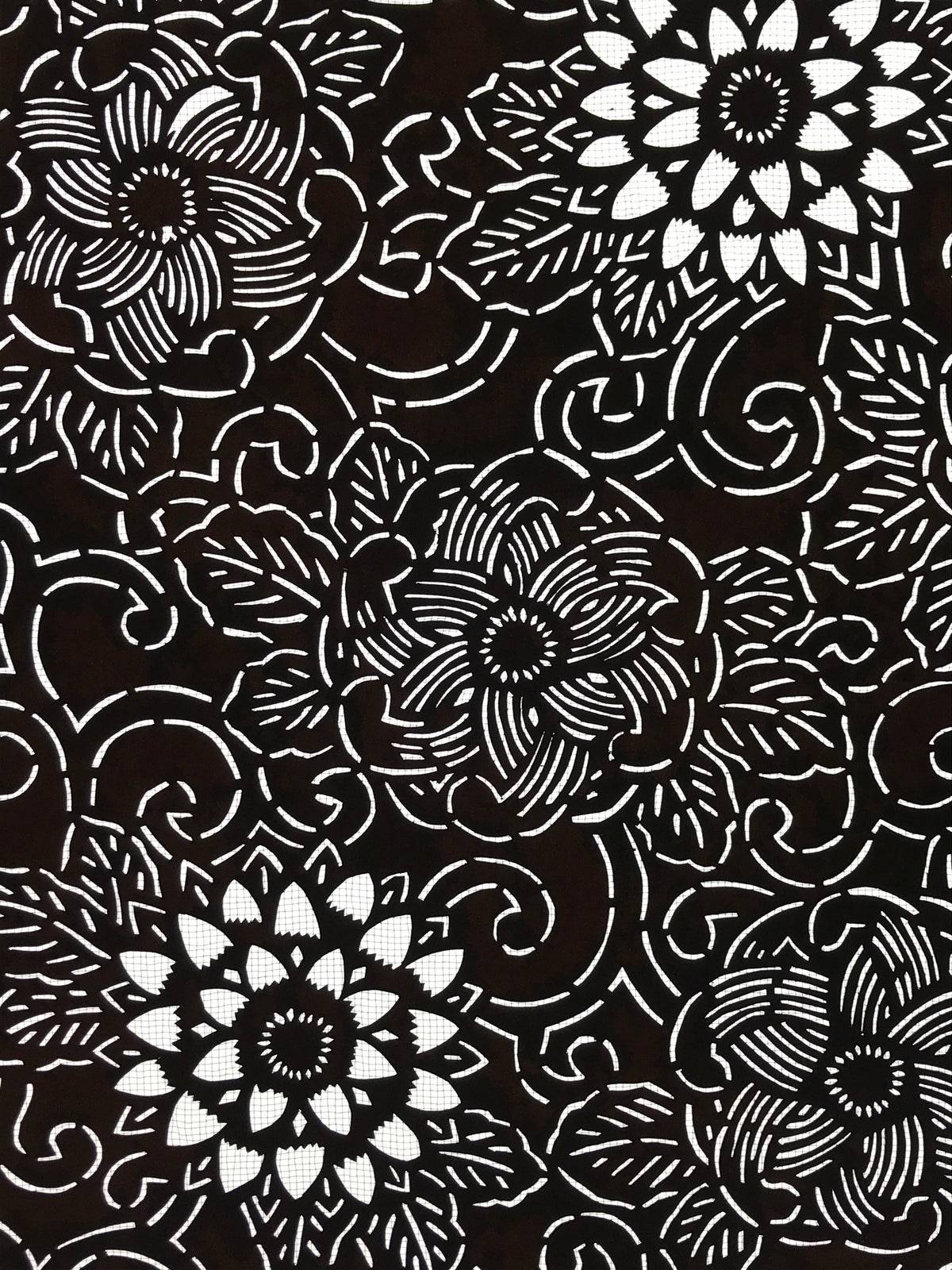 Antique Japanese Katagami Kimono Stencil Katazome Peony Chrysanthemum 4Y535