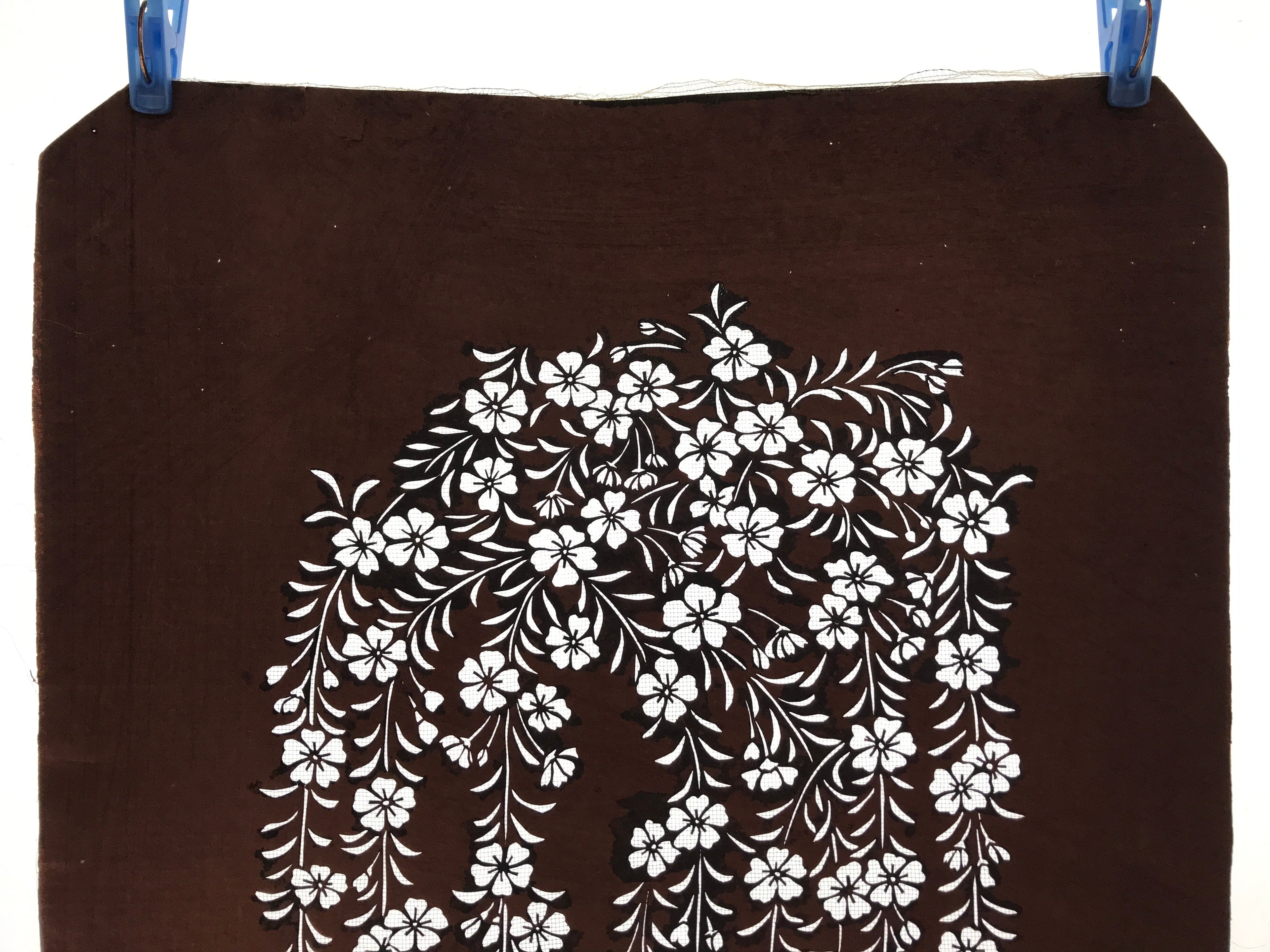 Antique Japanese Katagami Kimono Stencil Katazome Primrose Shibazakura 4Y515