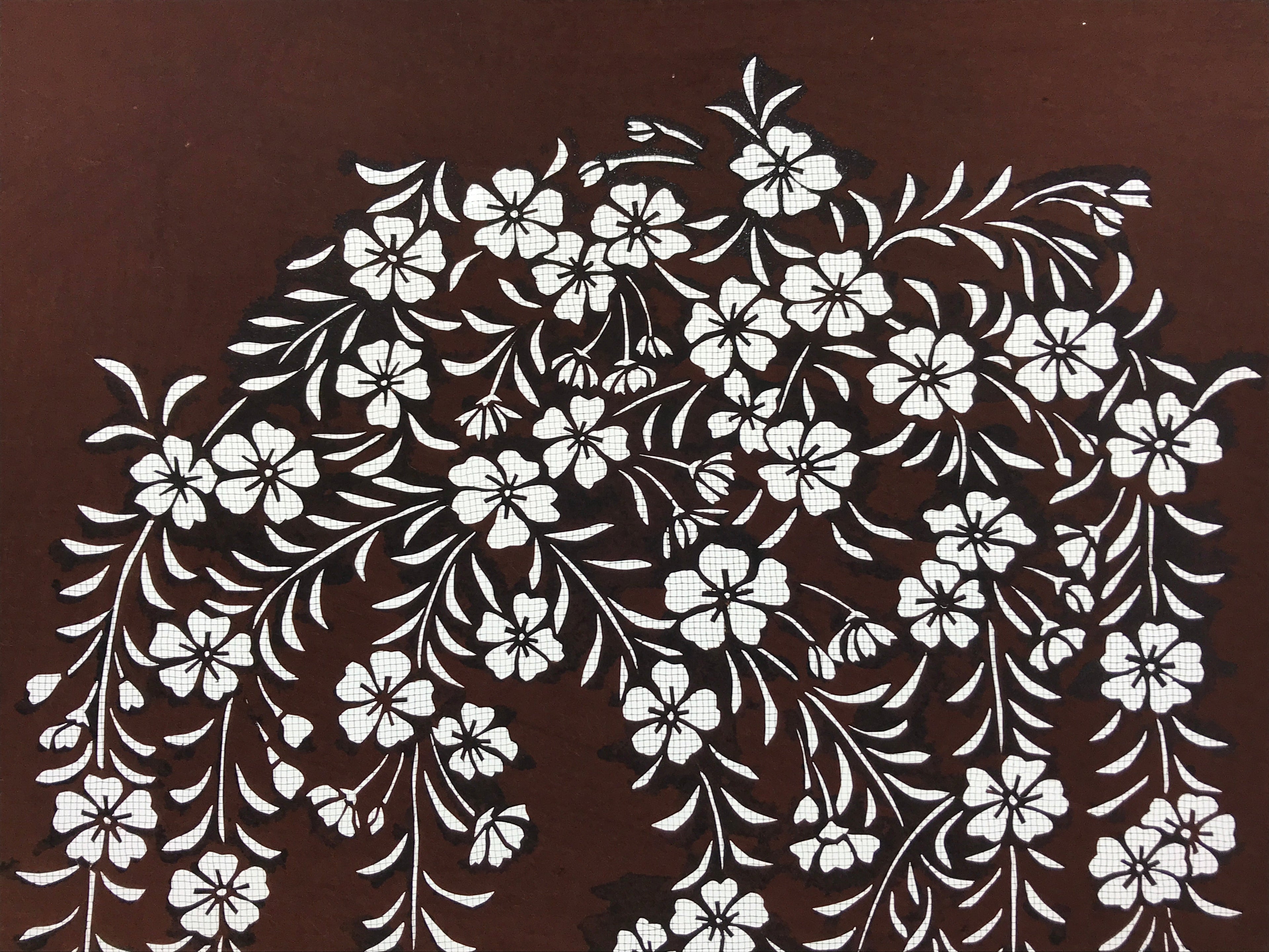 Antique Japanese Katagami Kimono Stencil Katazome Primrose Shibazakura 4Y515