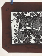 Antique Japanese Katagami Paper Kimono Stencil Butterfly Cherry Blossom A656