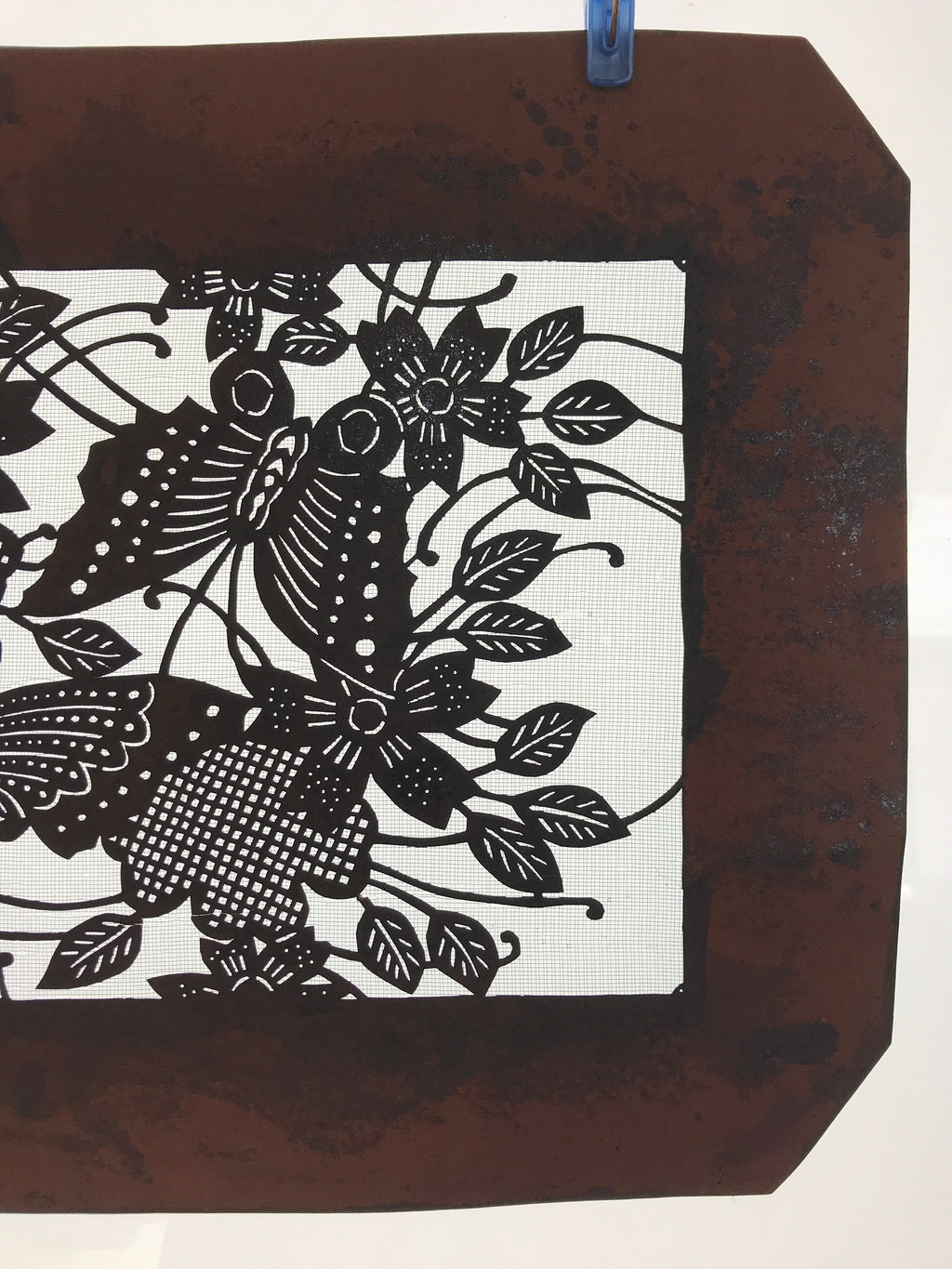 Antique Japanese Katagami Paper Kimono Stencil Butterfly Cherry Blossom A656