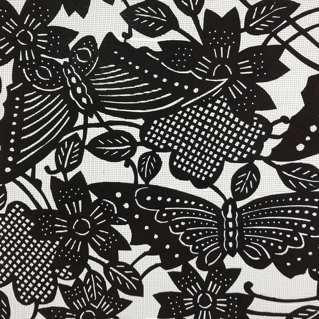 Antique Japanese Katagami Paper Kimono Stencil Butterfly Cherry Blossom A656