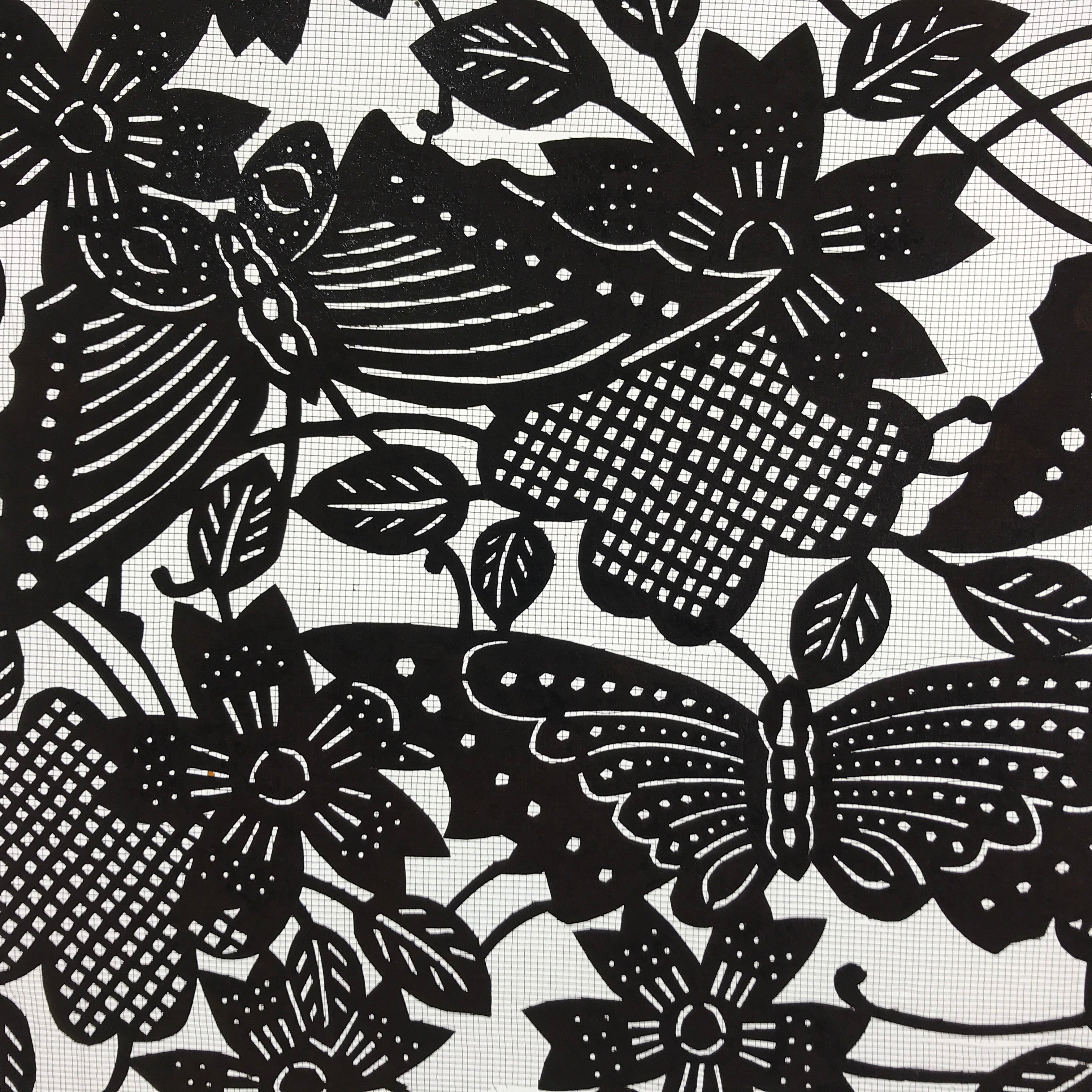 Antique Japanese Katagami Paper Kimono Stencil Butterfly Cherry Blossom A656