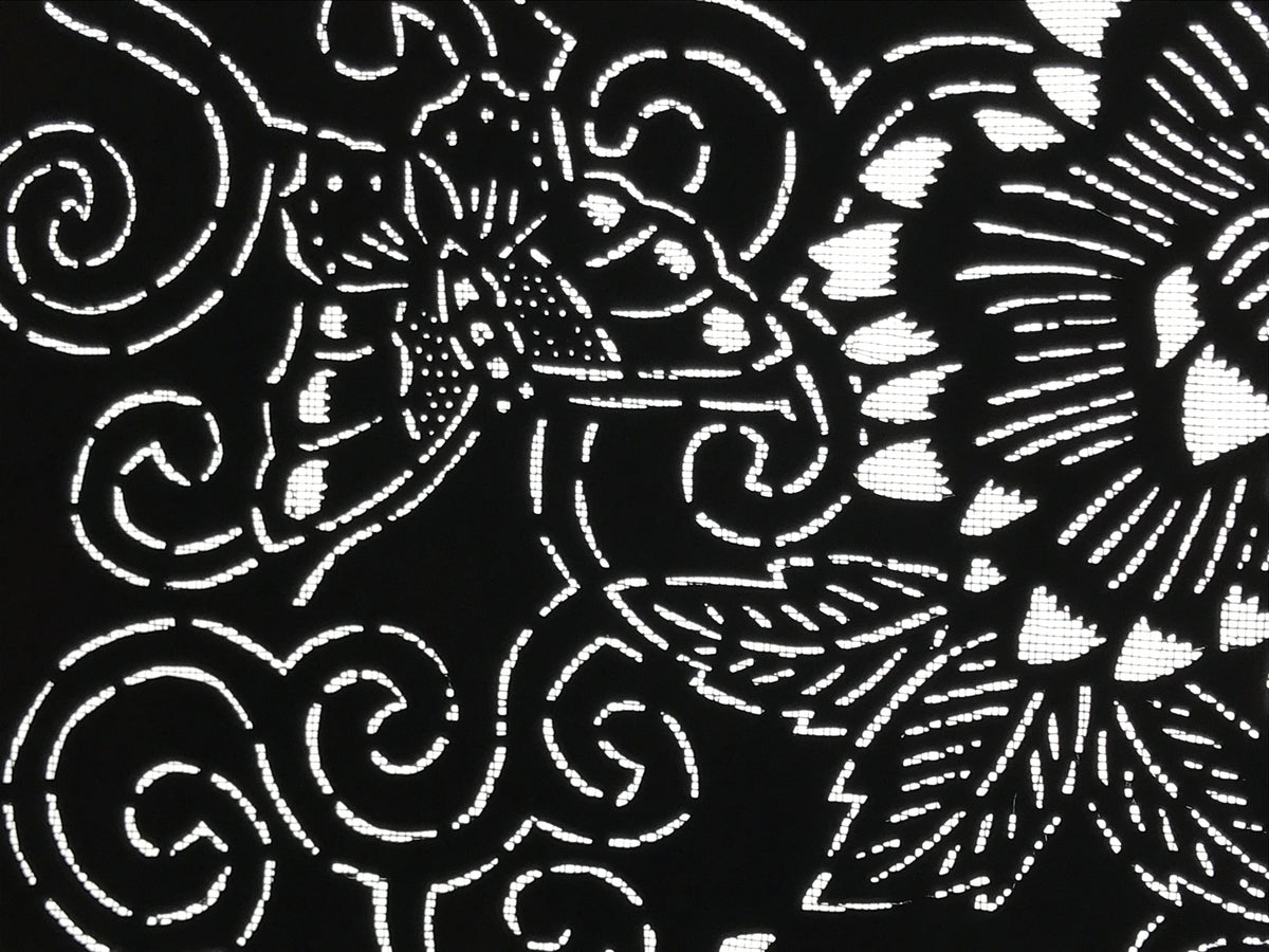 Antique Japanese Katagami Paper Kimono Stencil Butterfly Peony Flower Botan A770