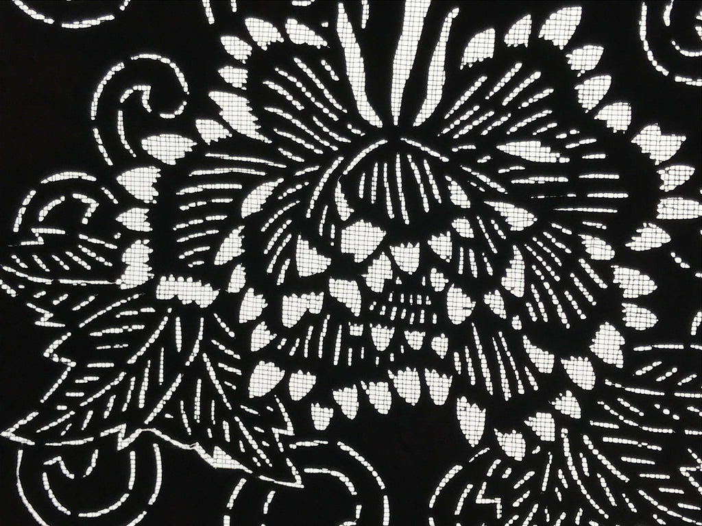 Antique Japanese Katagami Paper Kimono Stencil Butterfly Peony Flower Botan A770