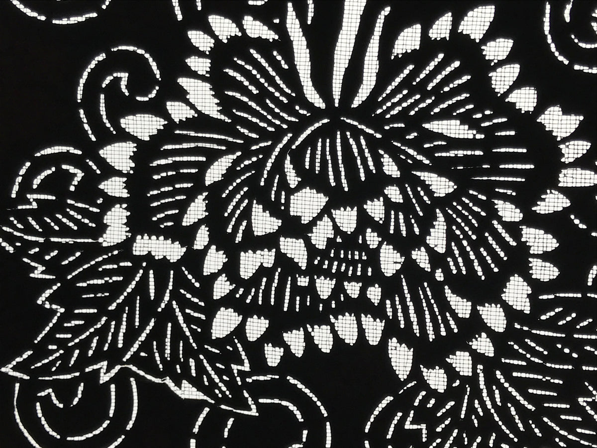 Antique Japanese Katagami Paper Kimono Stencil Butterfly Peony Flower Botan A770
