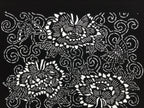 Antique Japanese Katagami Paper Kimono Stencil Butterfly Peony Flower Botan A770