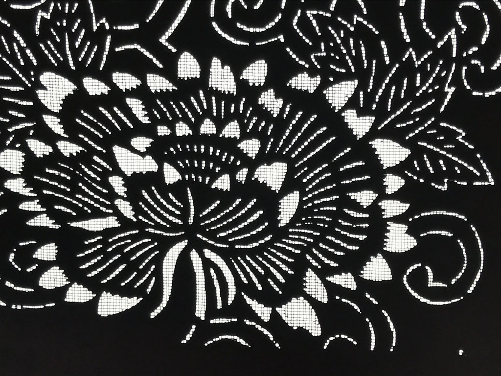 Antique Japanese Katagami Paper Kimono Stencil Butterfly Peony Flower Botan A770