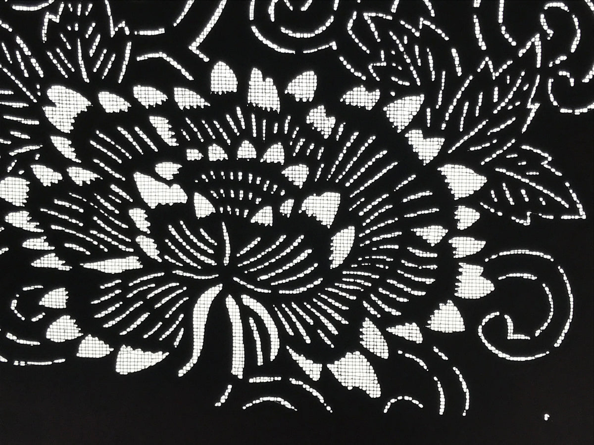 Antique Japanese Katagami Paper Kimono Stencil Butterfly Peony Flower Botan A770