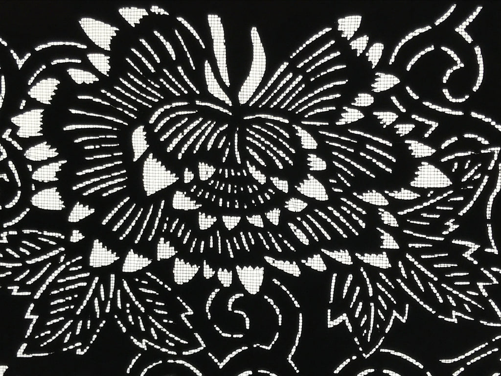 Antique Japanese Katagami Paper Kimono Stencil Butterfly Peony Flower Botan A770