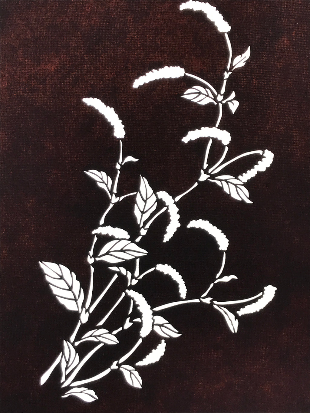 Antique Japanese Katagami Paper Kimono Stencil Chenille Plant Benihimonoki A801