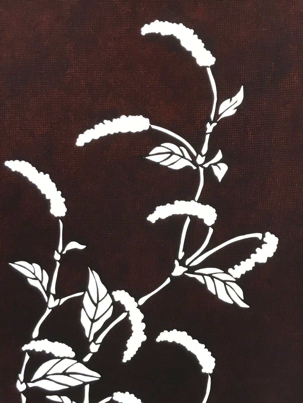 Antique Japanese Katagami Paper Kimono Stencil Chenille Plant Benihimonoki A801
