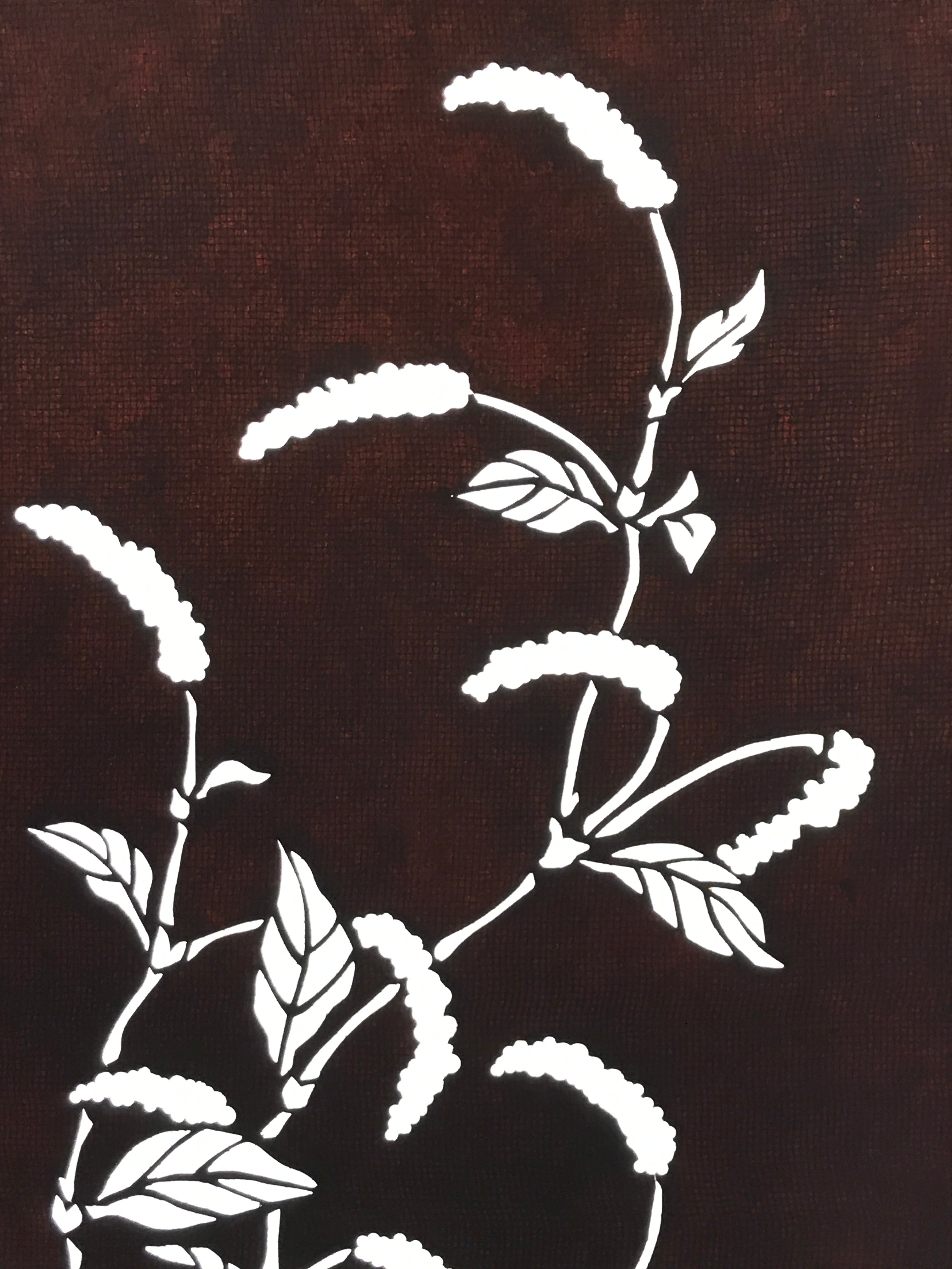 Antique Japanese Katagami Paper Kimono Stencil Chenille Plant Benihimonoki A801