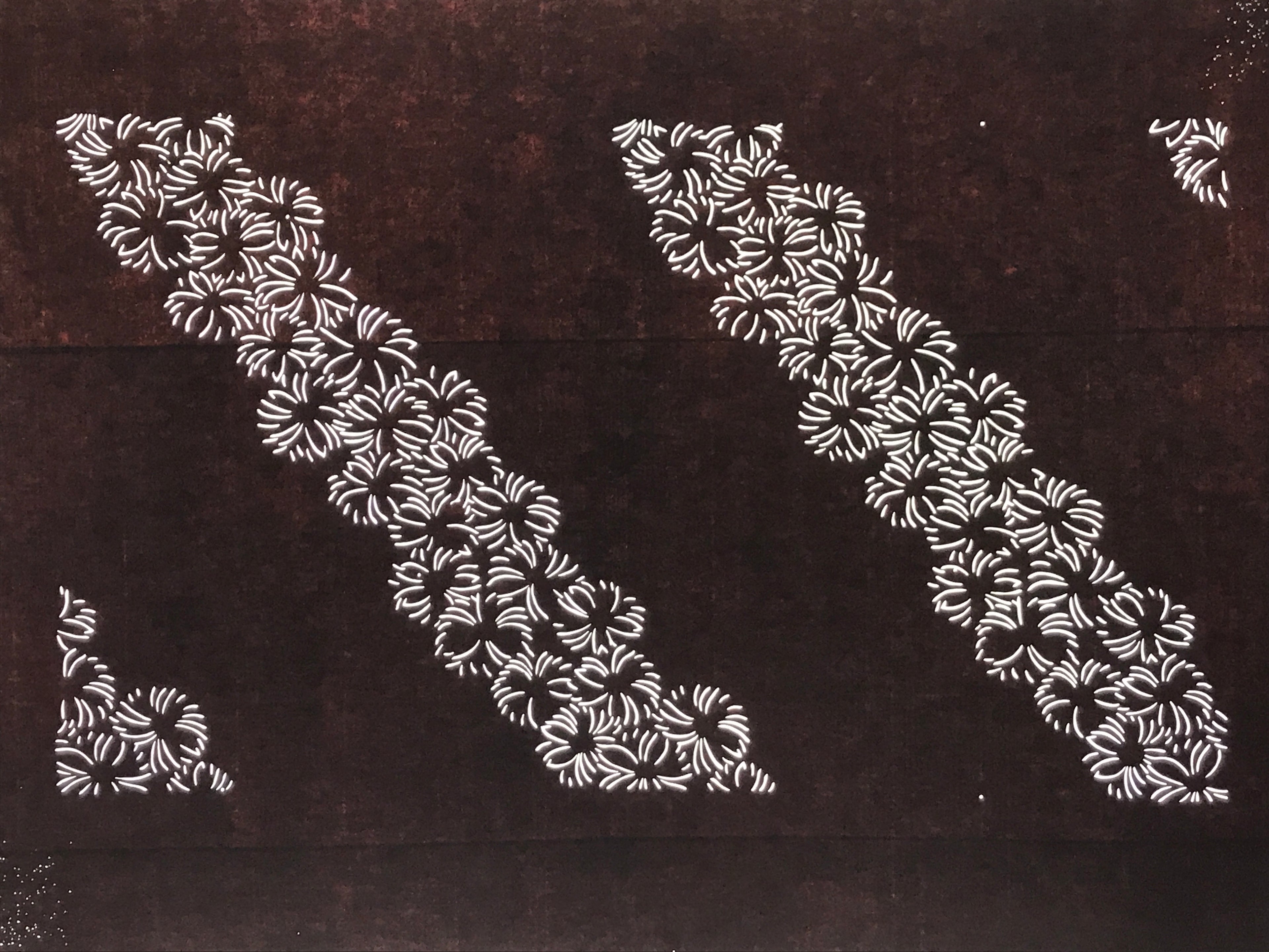 Antique Japanese Katagami Paper Kimono Stencil Hana Flower Pattern A752
