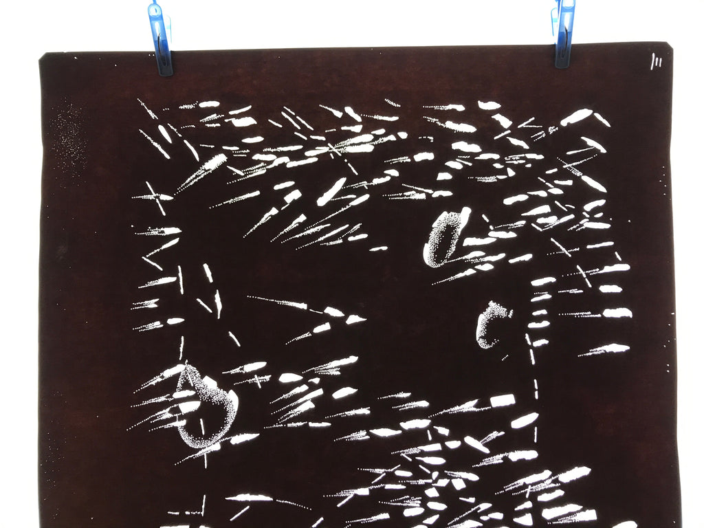 Antique Japanese Katagami Paper Kimono Stencil Katazome Abstract Pattern C903