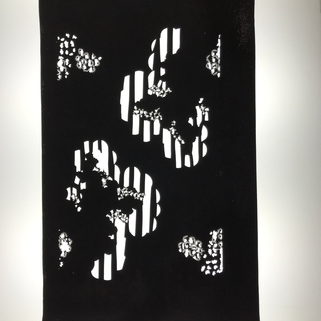 Antique Japanese Katagami Paper Kimono Stencil Katazome Background Floral C923