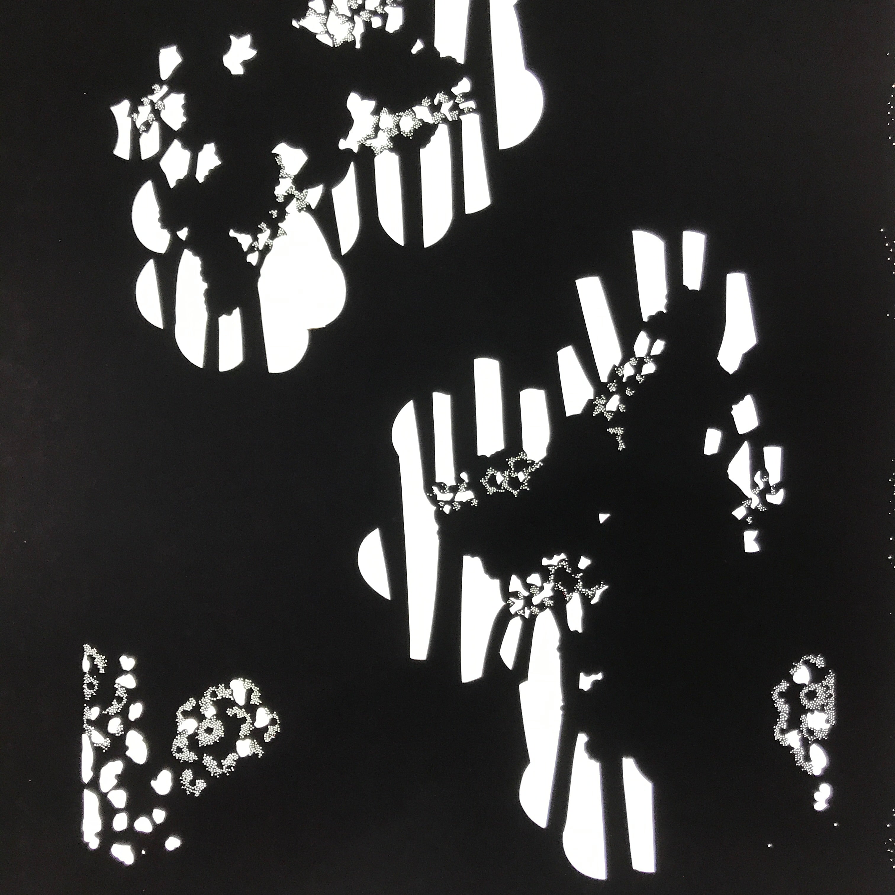 Antique Japanese Katagami Paper Kimono Stencil Katazome Background Floral C929