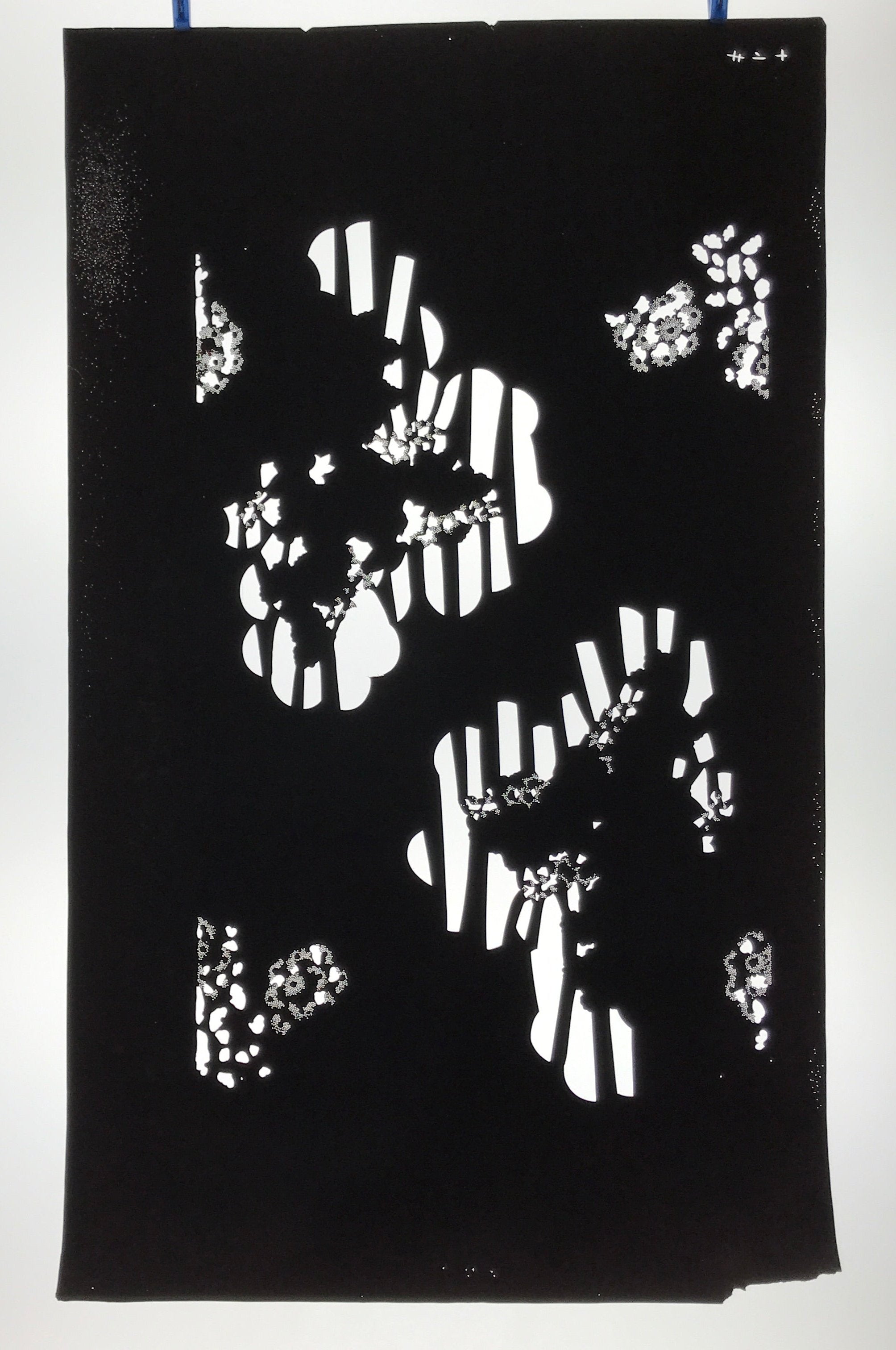Antique Japanese Katagami Paper Kimono Stencil Katazome Background Floral C929