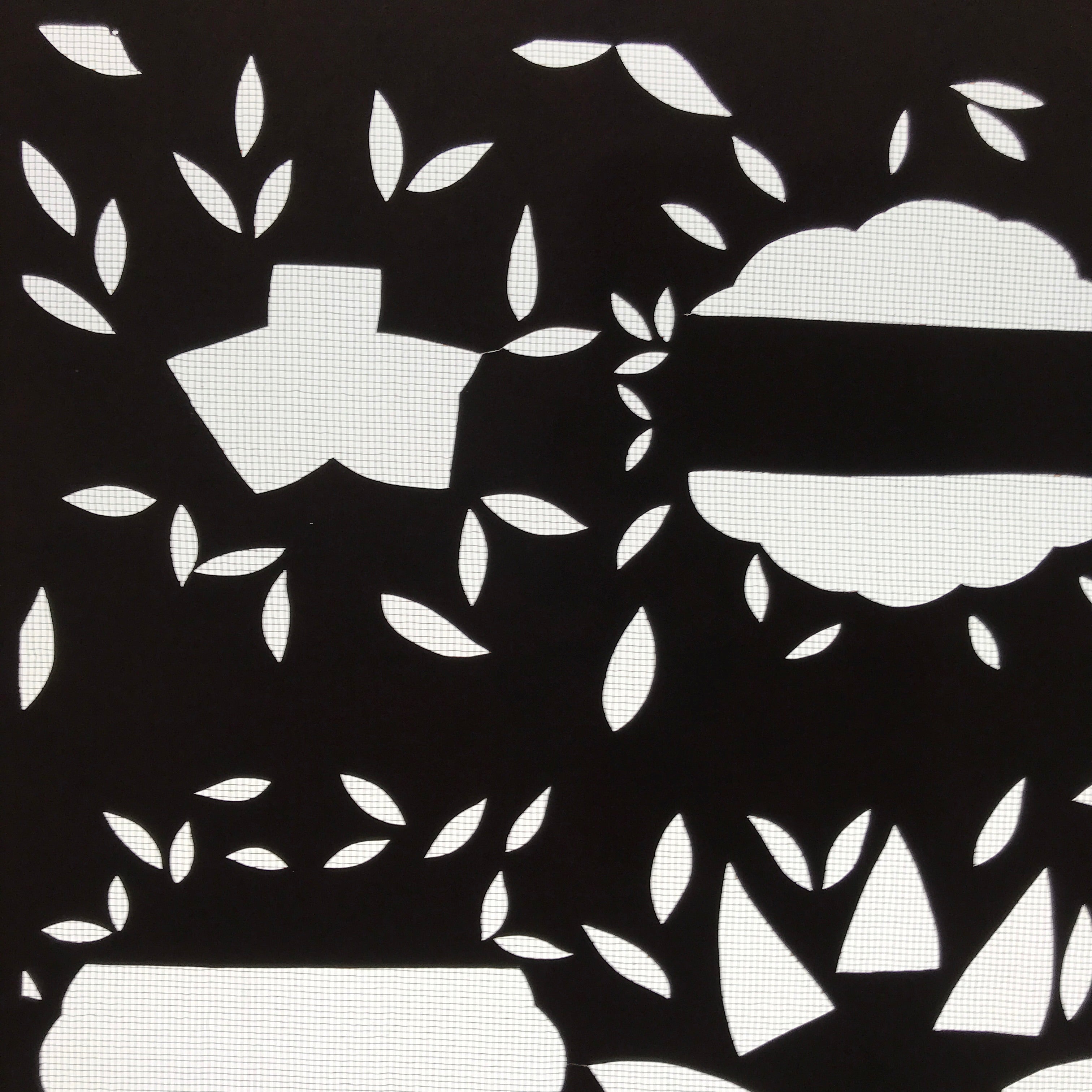 Antique Japanese Katagami Paper Kimono Stencil Katazome Background Leaves C941