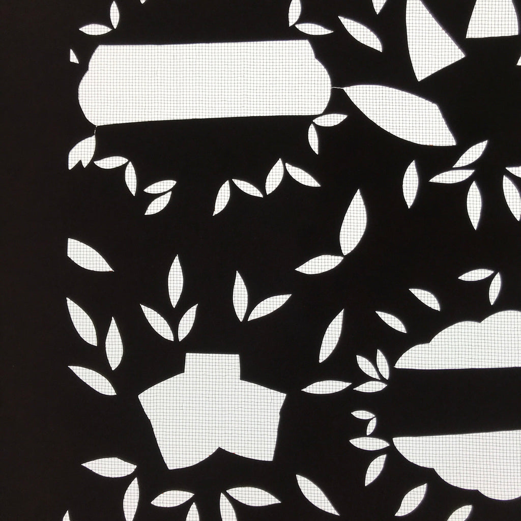 Antique Japanese Katagami Paper Kimono Stencil Katazome Background Leaves C941