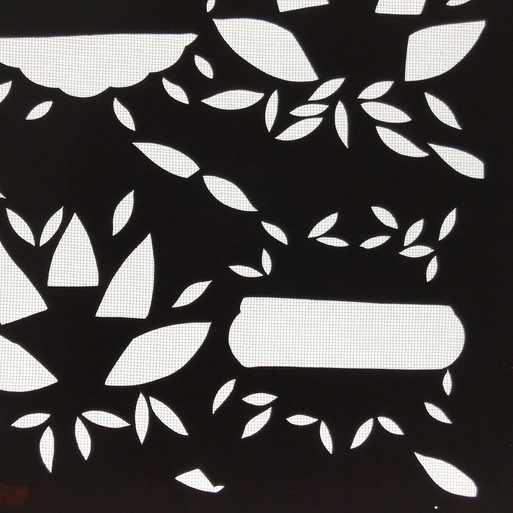 Antique Japanese Katagami Paper Kimono Stencil Katazome Background Leaves C941