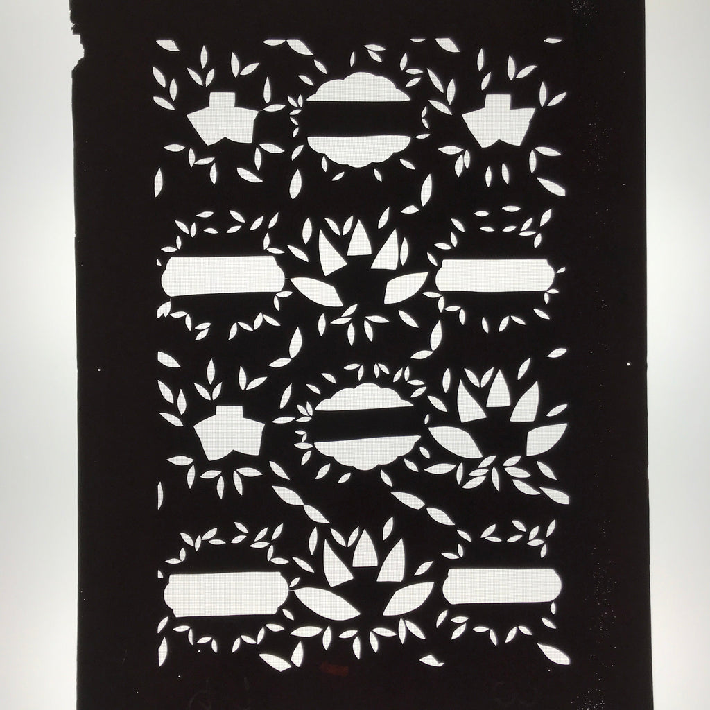 Antique Japanese Katagami Paper Kimono Stencil Katazome Background Leaves C941