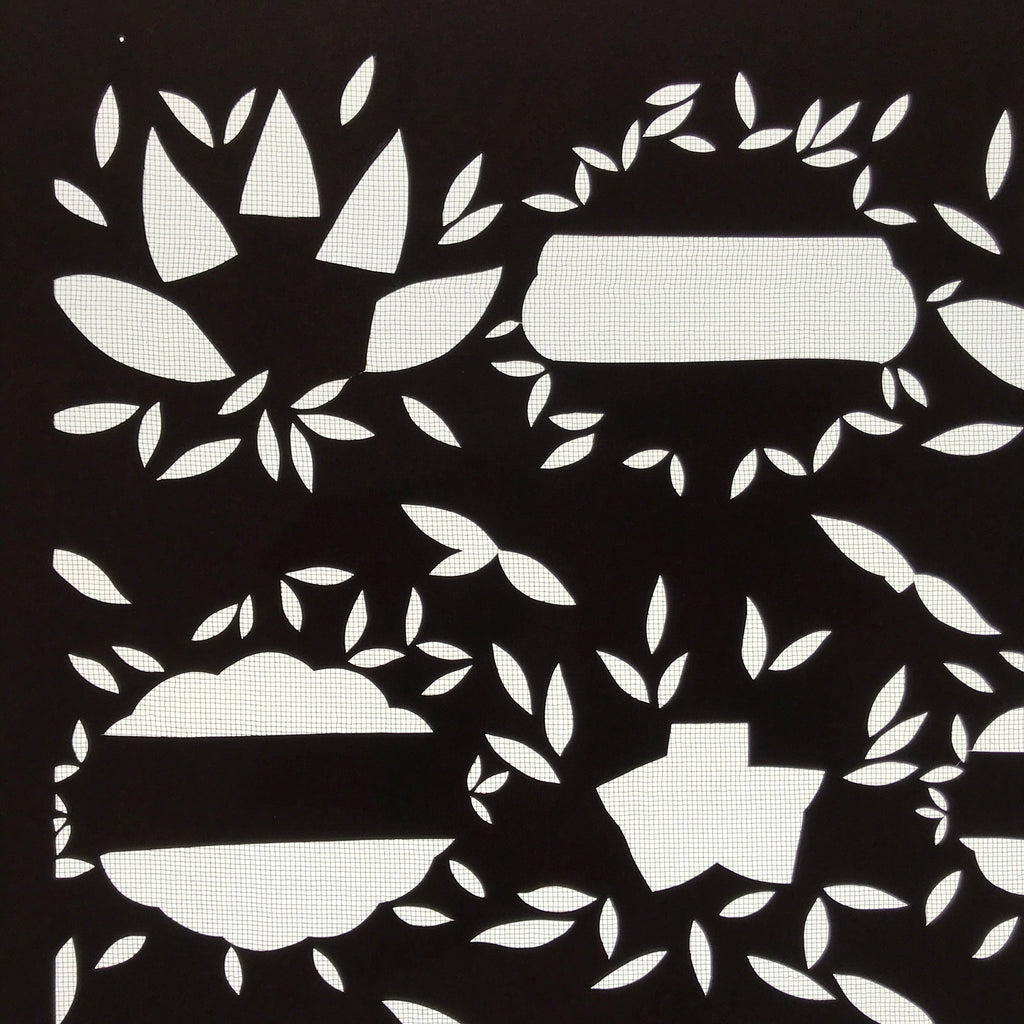 Antique Japanese Katagami Paper Kimono Stencil Katazome Background Leaves C943