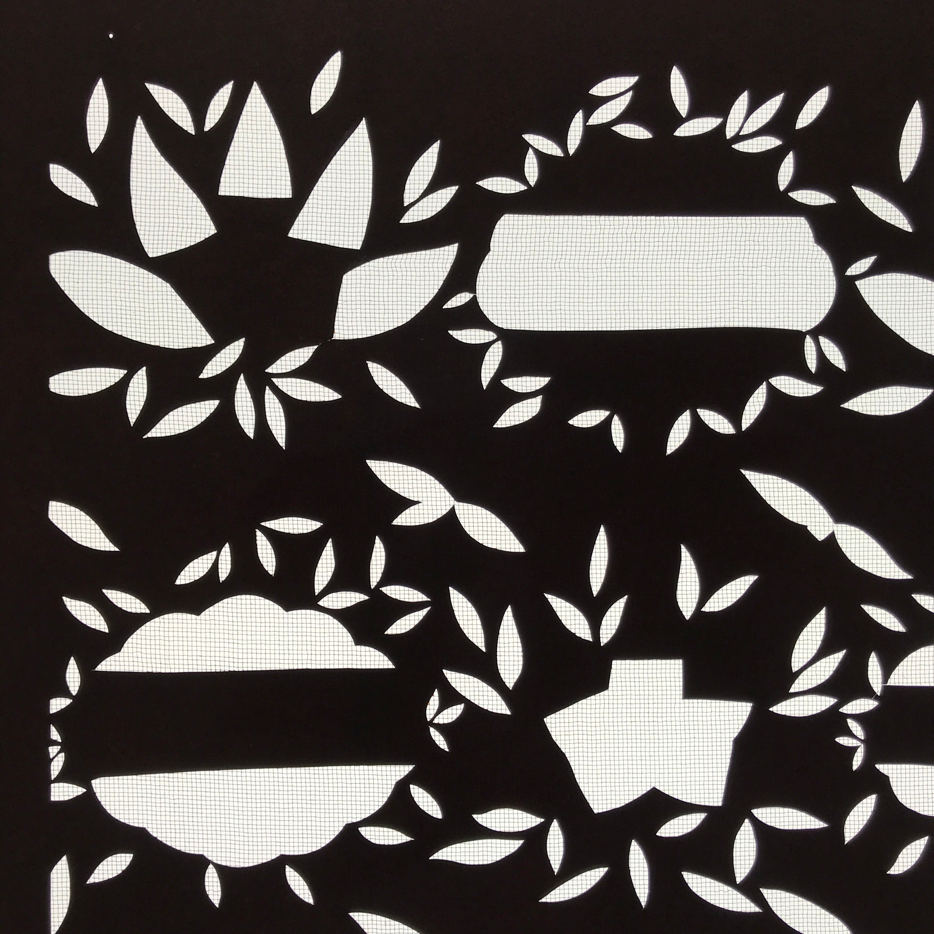 Antique Japanese Katagami Paper Kimono Stencil Katazome Background Leaves C943
