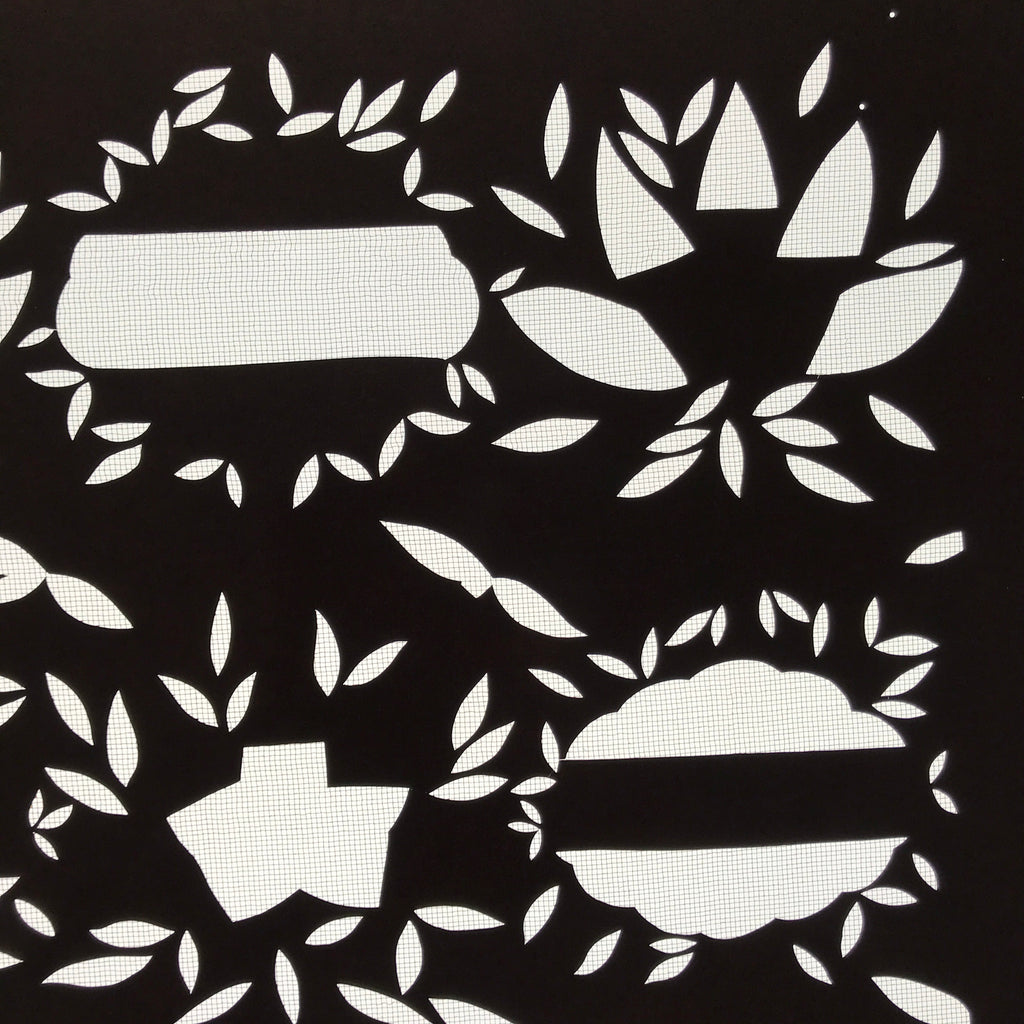 Antique Japanese Katagami Paper Kimono Stencil Katazome Background Leaves C943