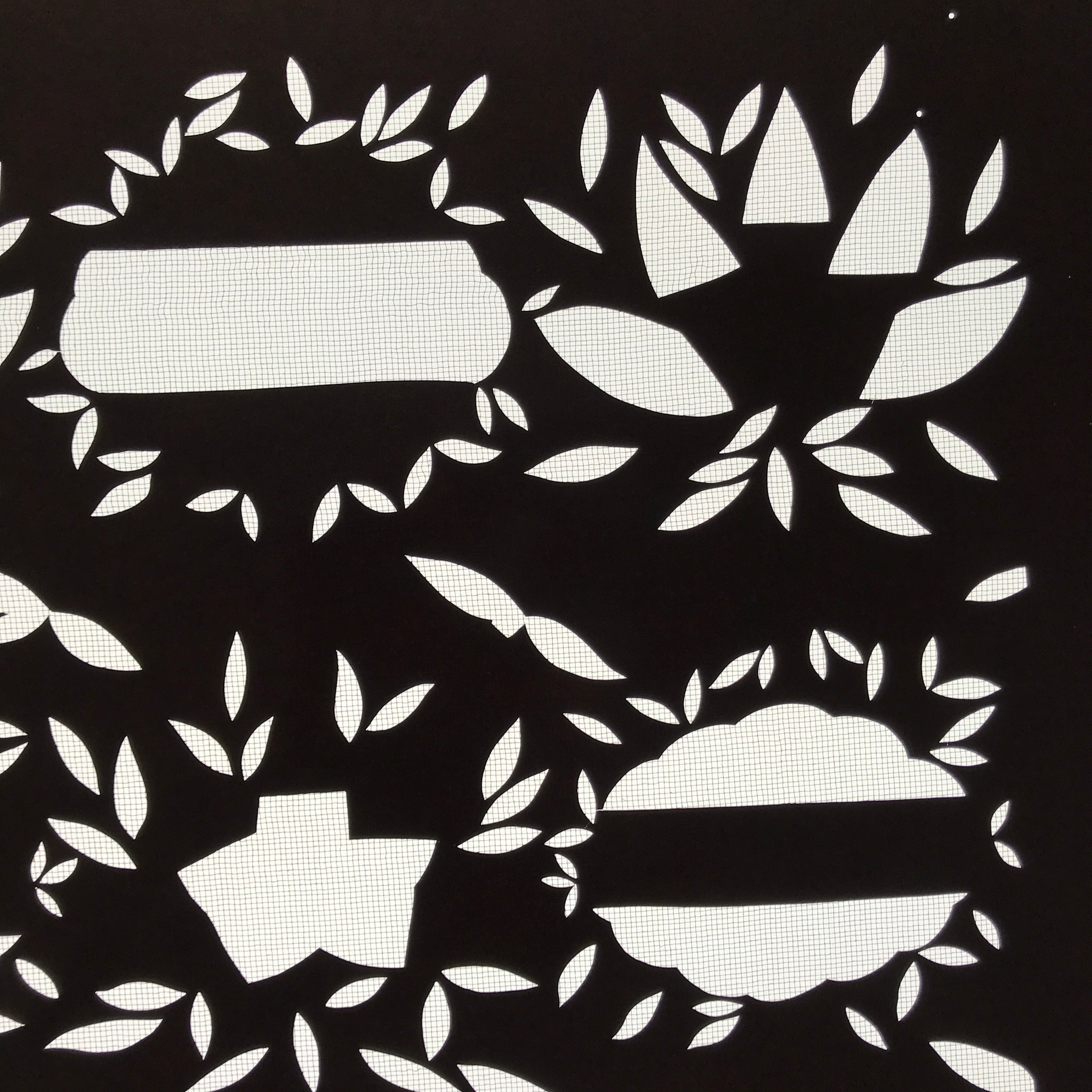 Antique Japanese Katagami Paper Kimono Stencil Katazome Background Leaves C943