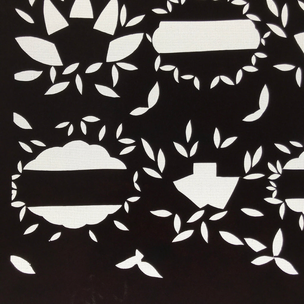 Antique Japanese Katagami Paper Kimono Stencil Katazome Background Leaves C943