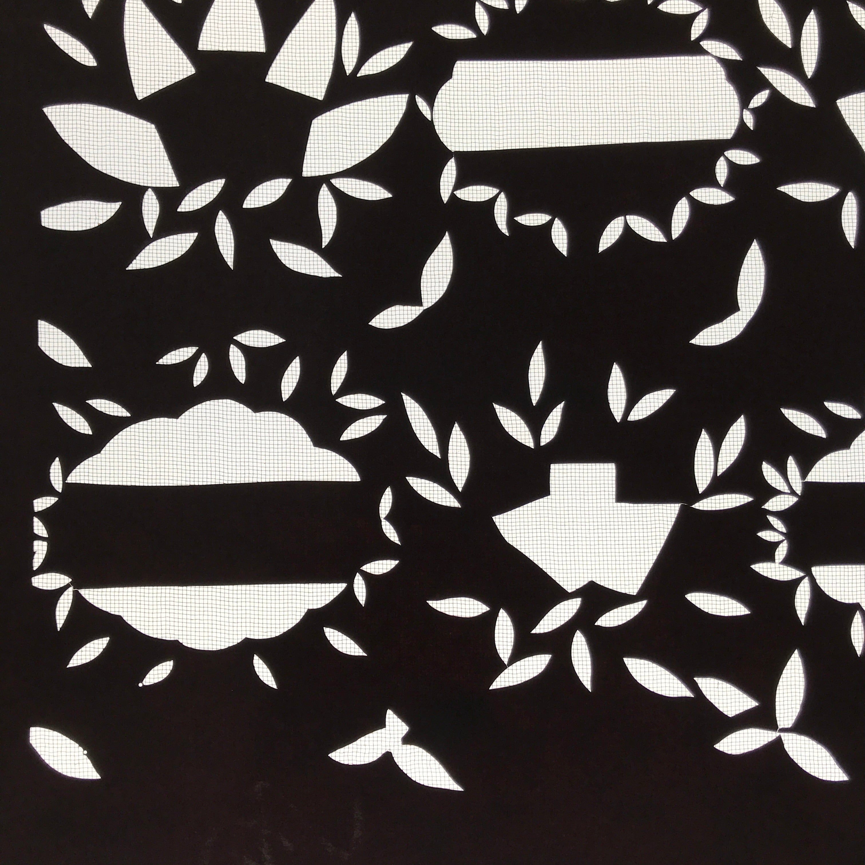 Antique Japanese Katagami Paper Kimono Stencil Katazome Background Leaves C943