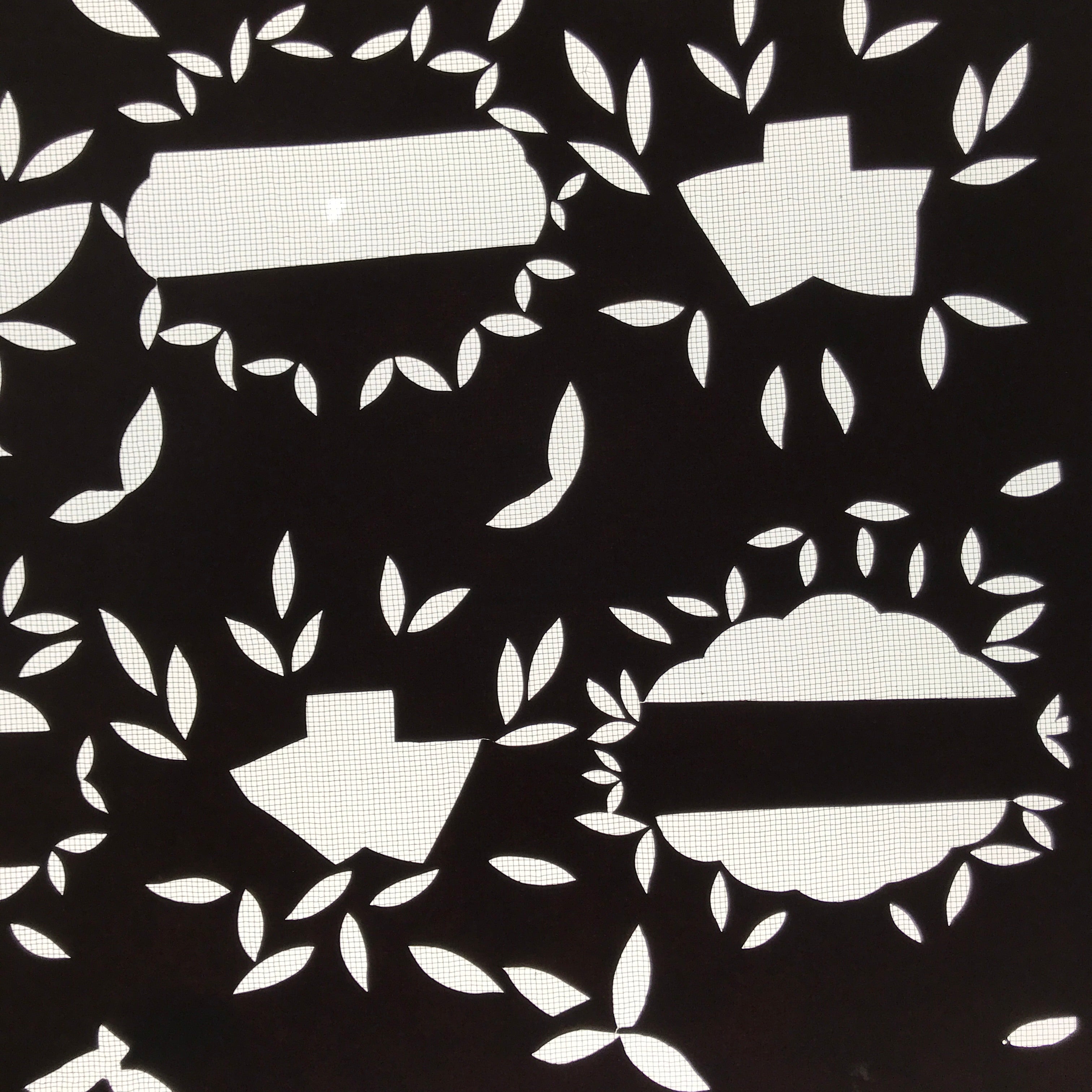 Antique Japanese Katagami Paper Kimono Stencil Katazome Background Leaves C943