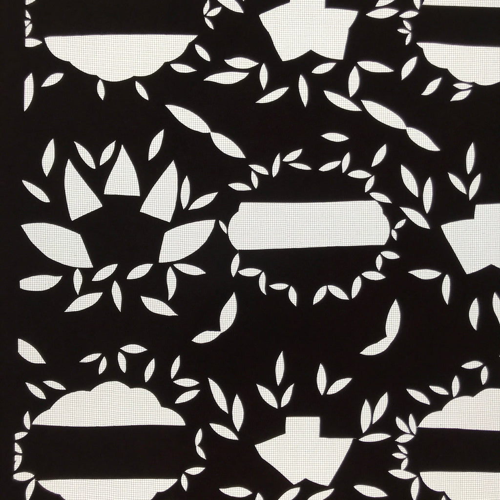 Antique Japanese Katagami Paper Kimono Stencil Katazome Background Leaves C943