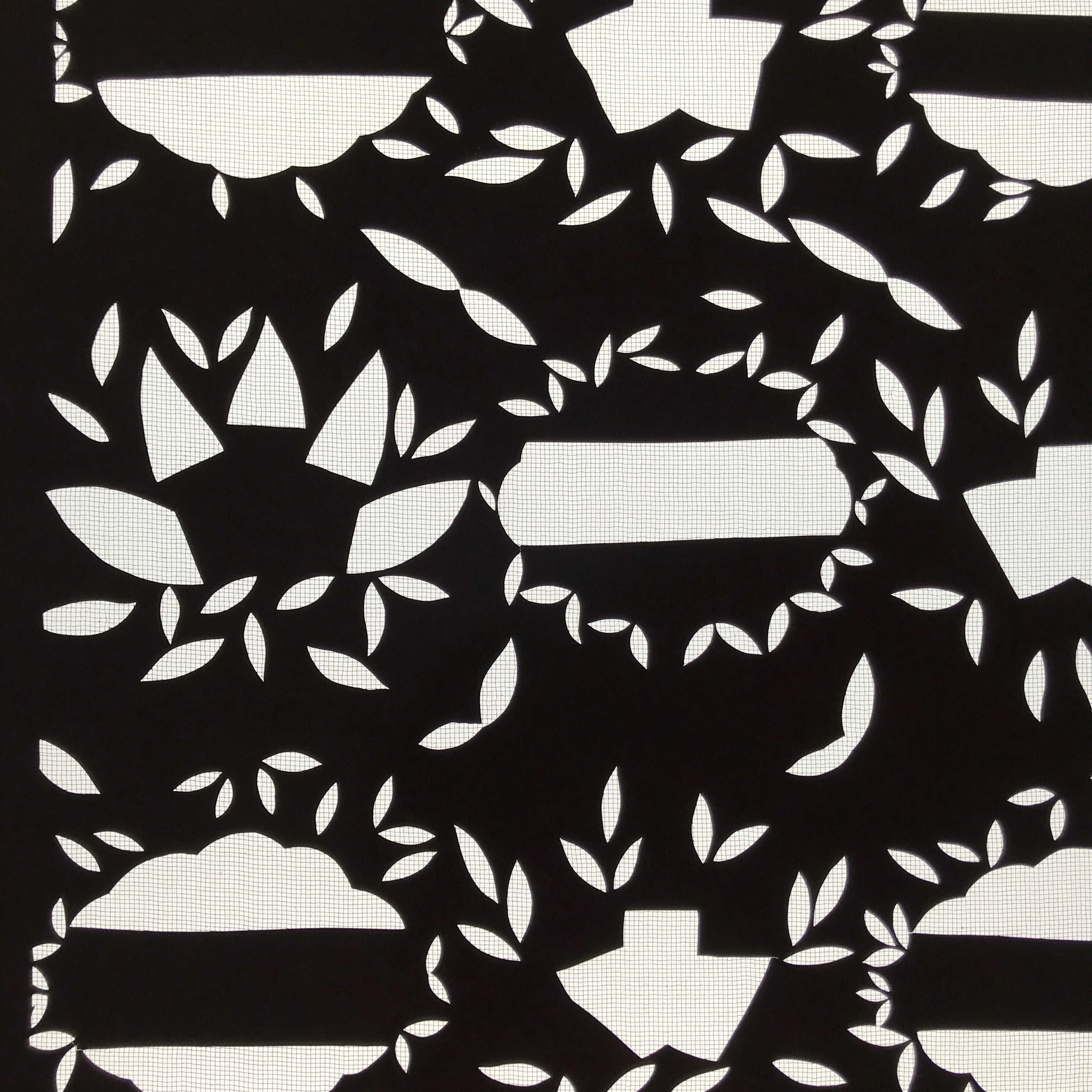Antique Japanese Katagami Paper Kimono Stencil Katazome Background Leaves C943