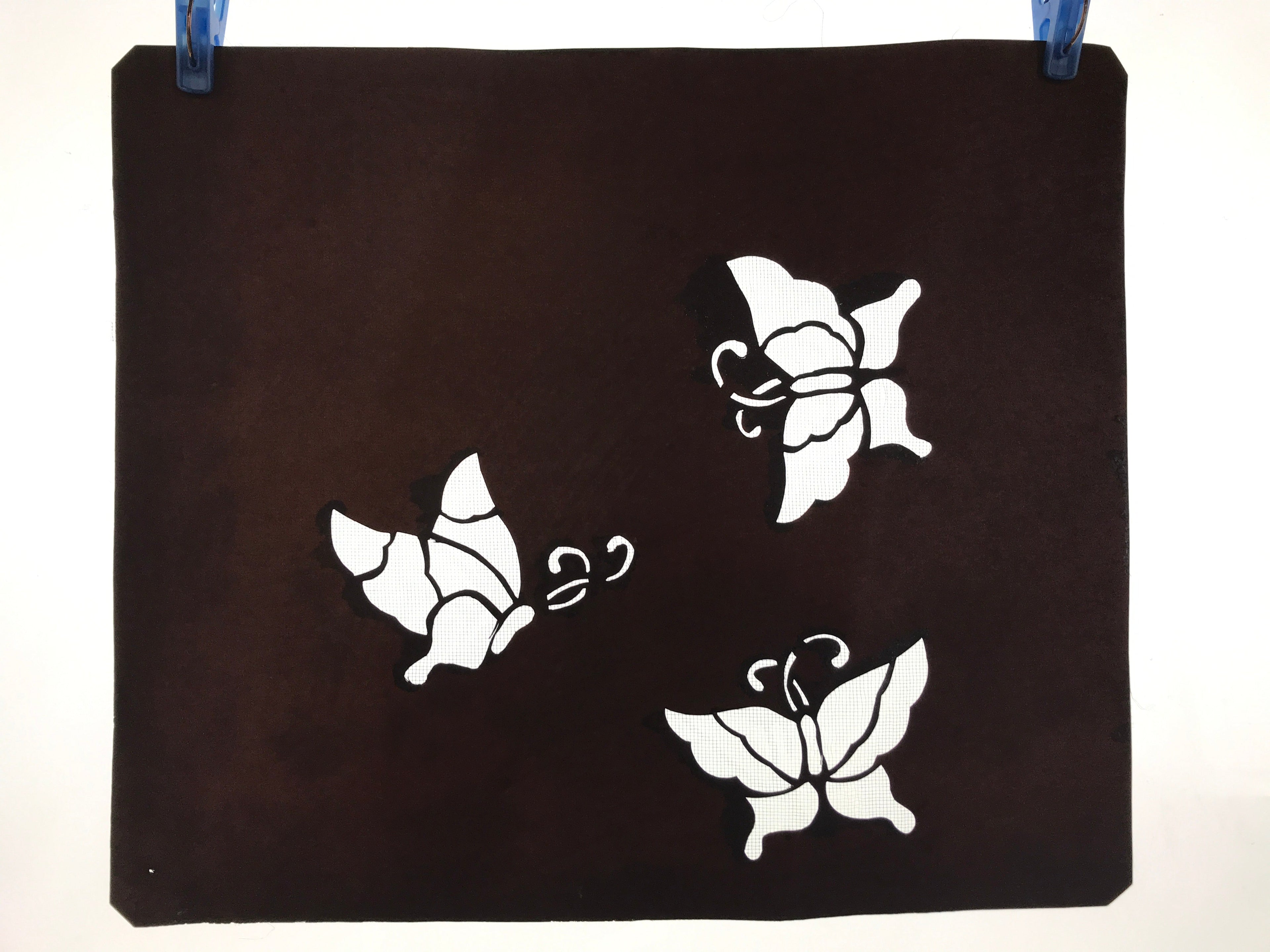 Antique Japanese Katagami Paper Kimono Stencil Katazome Butterflies A668