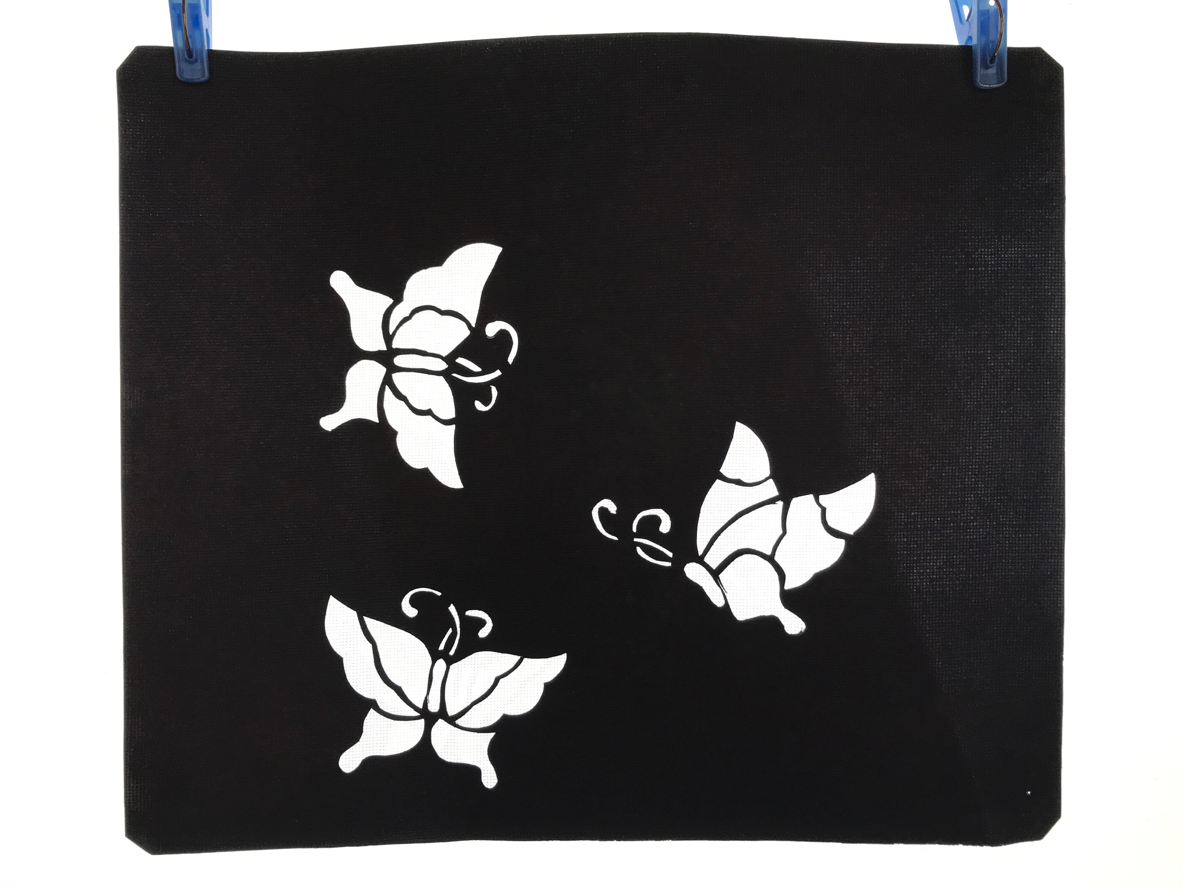 Antique Japanese Katagami Paper Kimono Stencil Katazome Butterflies A668
