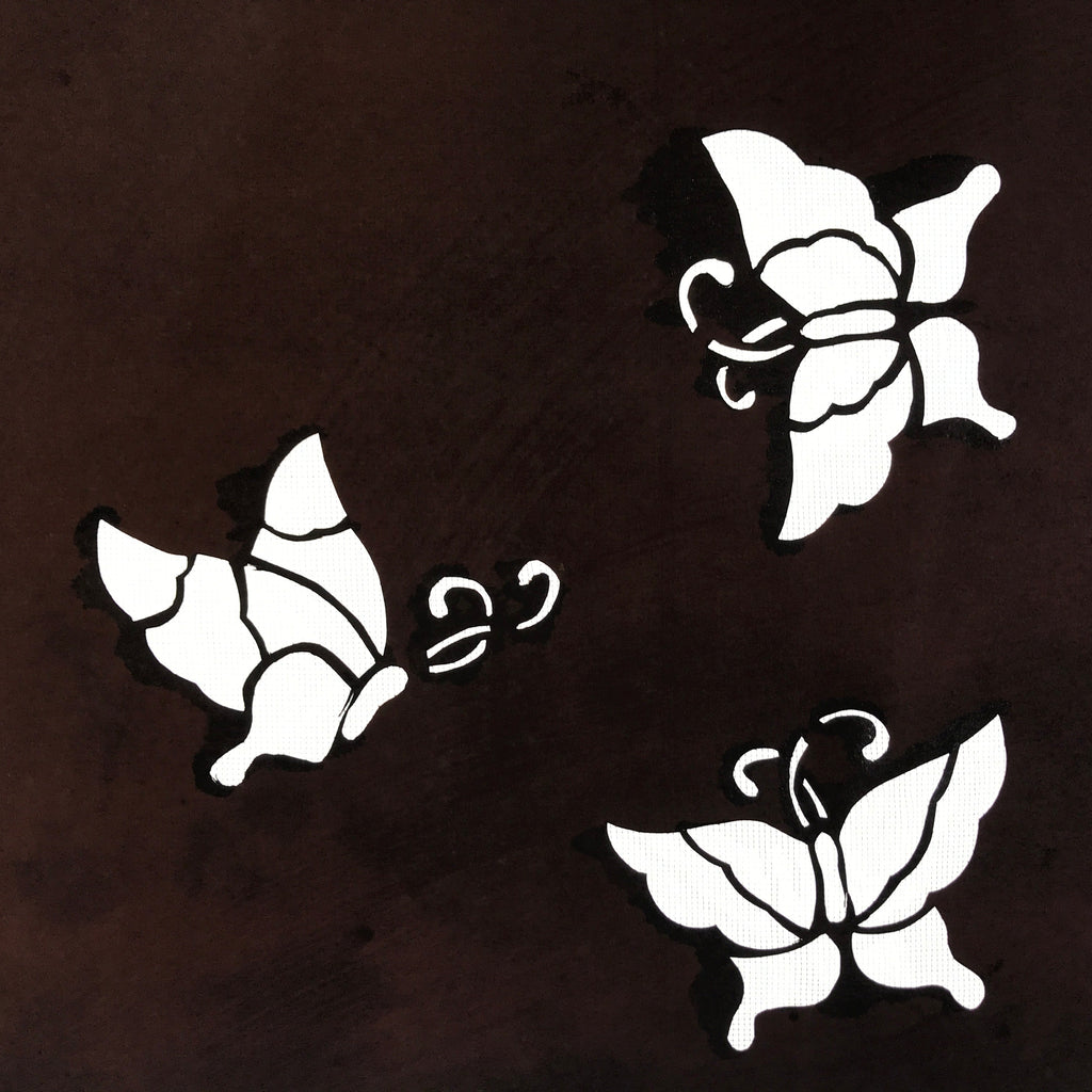 Antique Japanese Katagami Paper Kimono Stencil Katazome Butterflies A668