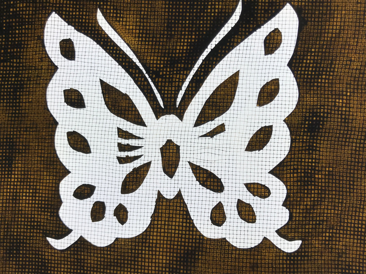 Antique Japanese Katagami Paper Kimono Stencil Katazome Butterfly Chouchou A759