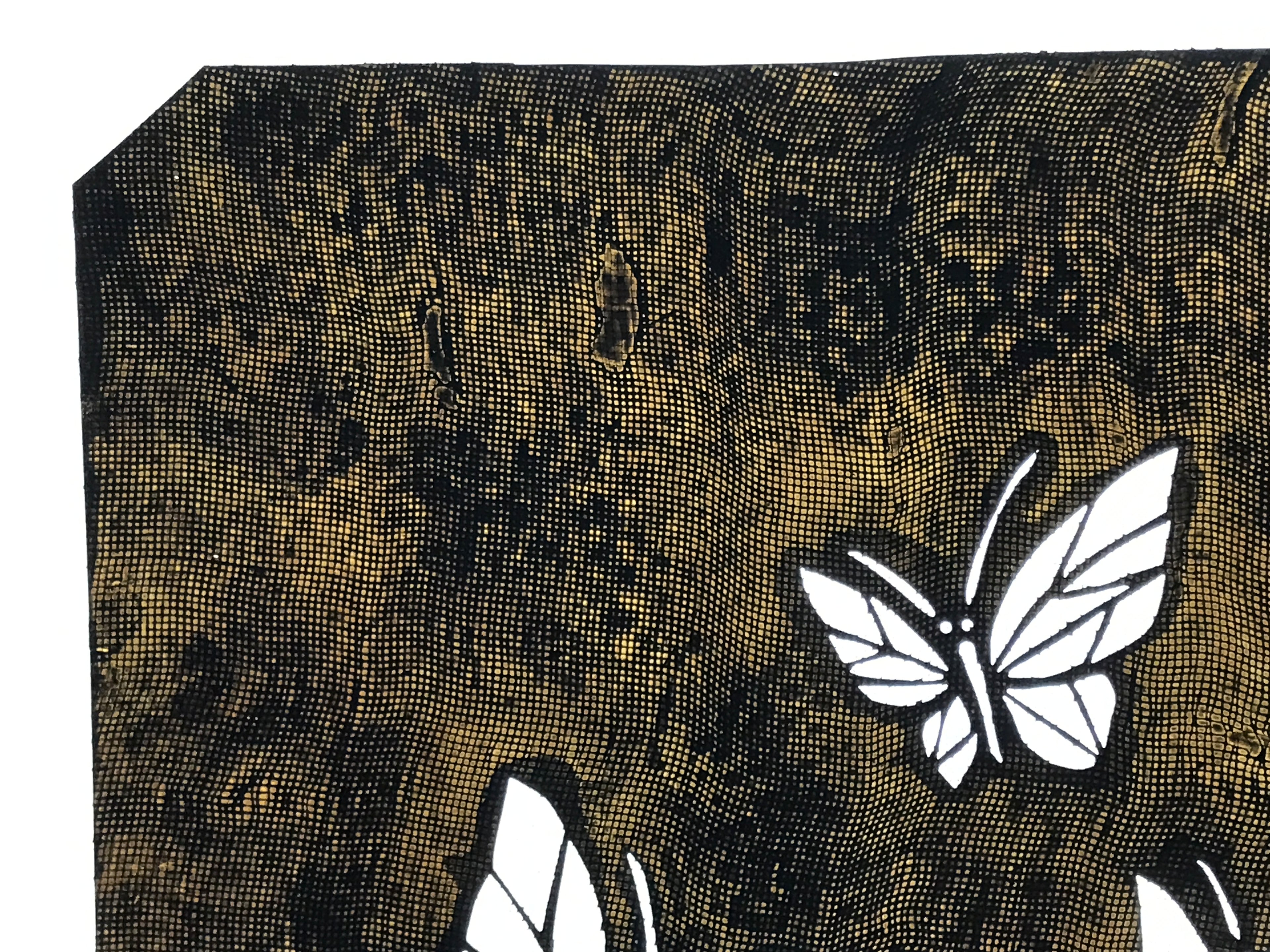 Antique Japanese Katagami Paper Kimono Stencil Katazome Butterfly Chouchou A764