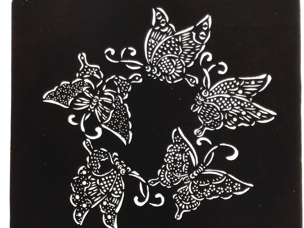 Antique Japanese Katagami Paper Kimono Stencil Katazome Butterfly Design A779